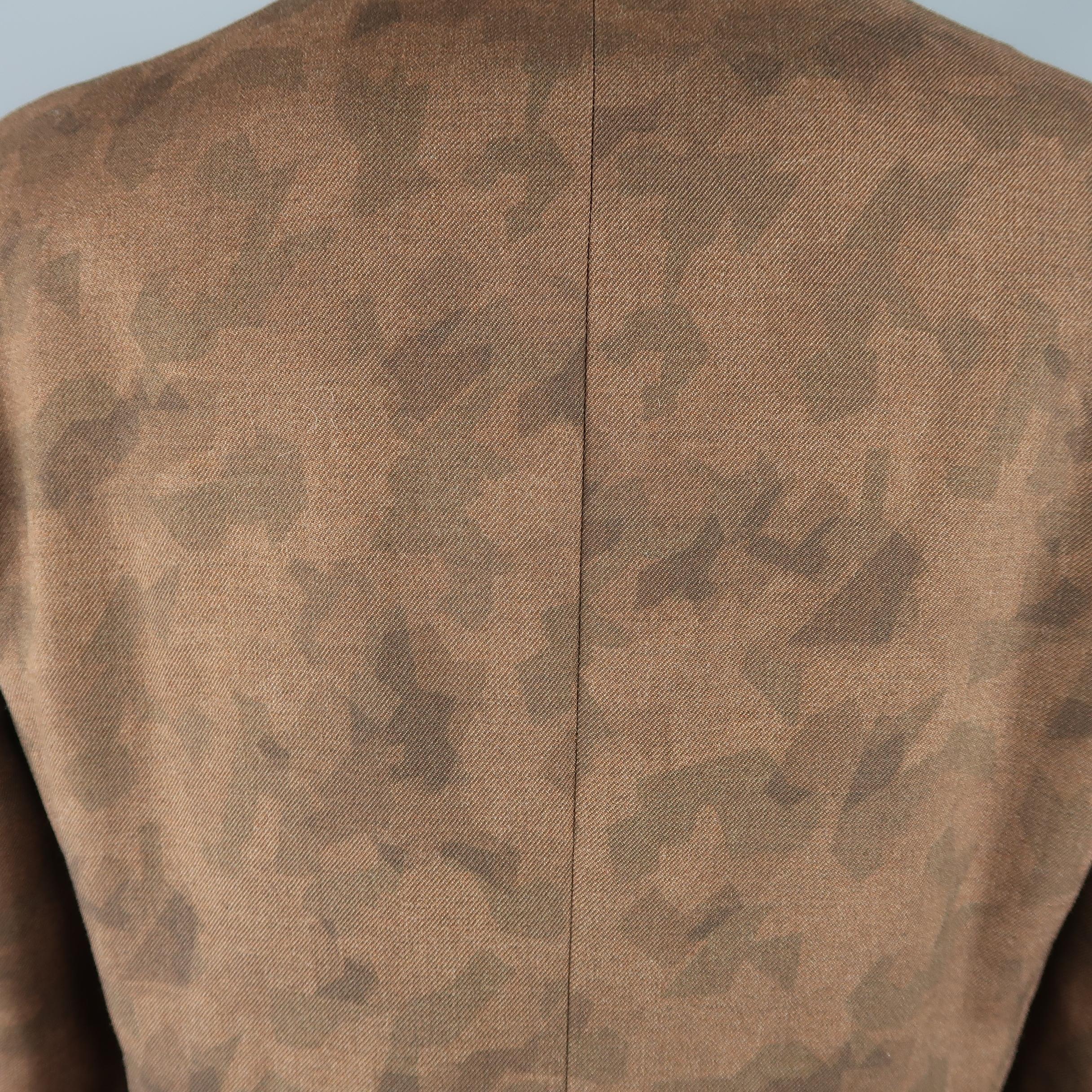 Men's Comme Des Garcons Vintage Brown Camouflage Wool Notch Lapel Sport Coat Jacket
