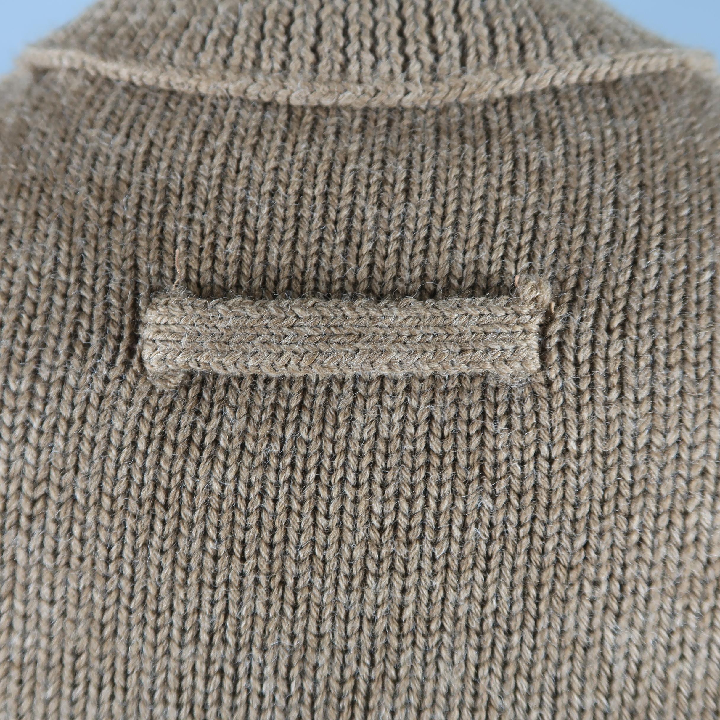Men's JEAN PAUL GAULTIER Size L Brown Knitted Wool V Neck Striped Waist Sweater Vest