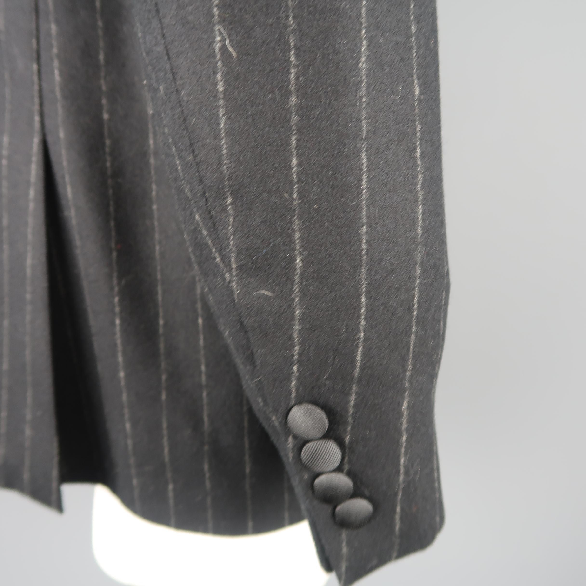 RALPH LAUREN 42 Black Stripe Wool / Cashmere Tuxedo Lapel Sport Coat / Jacket 1