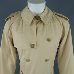Ralph Lauren Khaki Solid Cotton Double Breasted Belted Trench Coat / Jacket