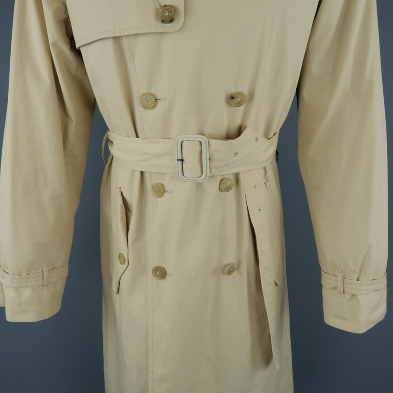 Ralph Lauren Khaki Solid Cotton Double Breasted Belted Trench Coat ...