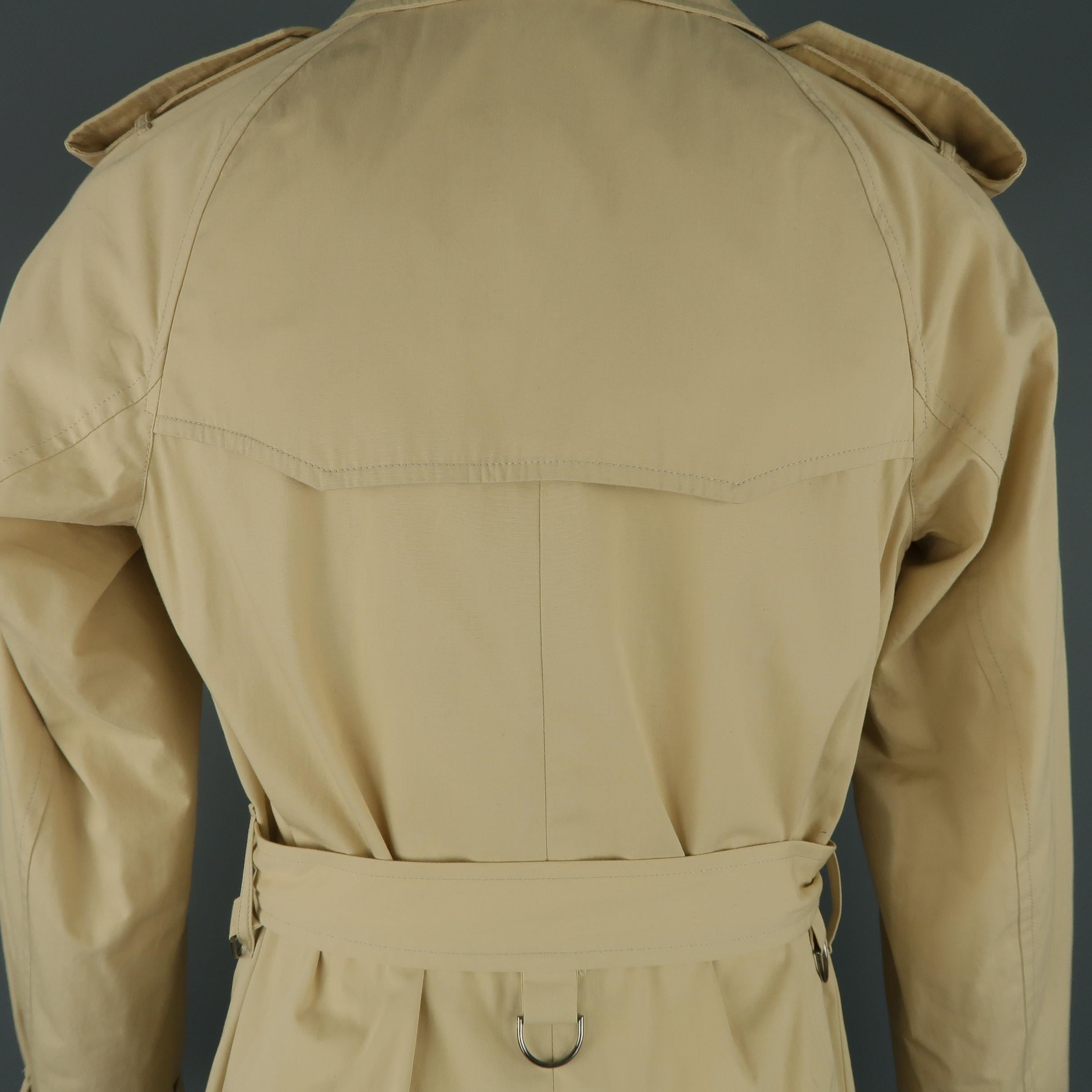 Ralph Lauren Khaki Solid Cotton Double Breasted Belted Trench Coat / Jacket 1