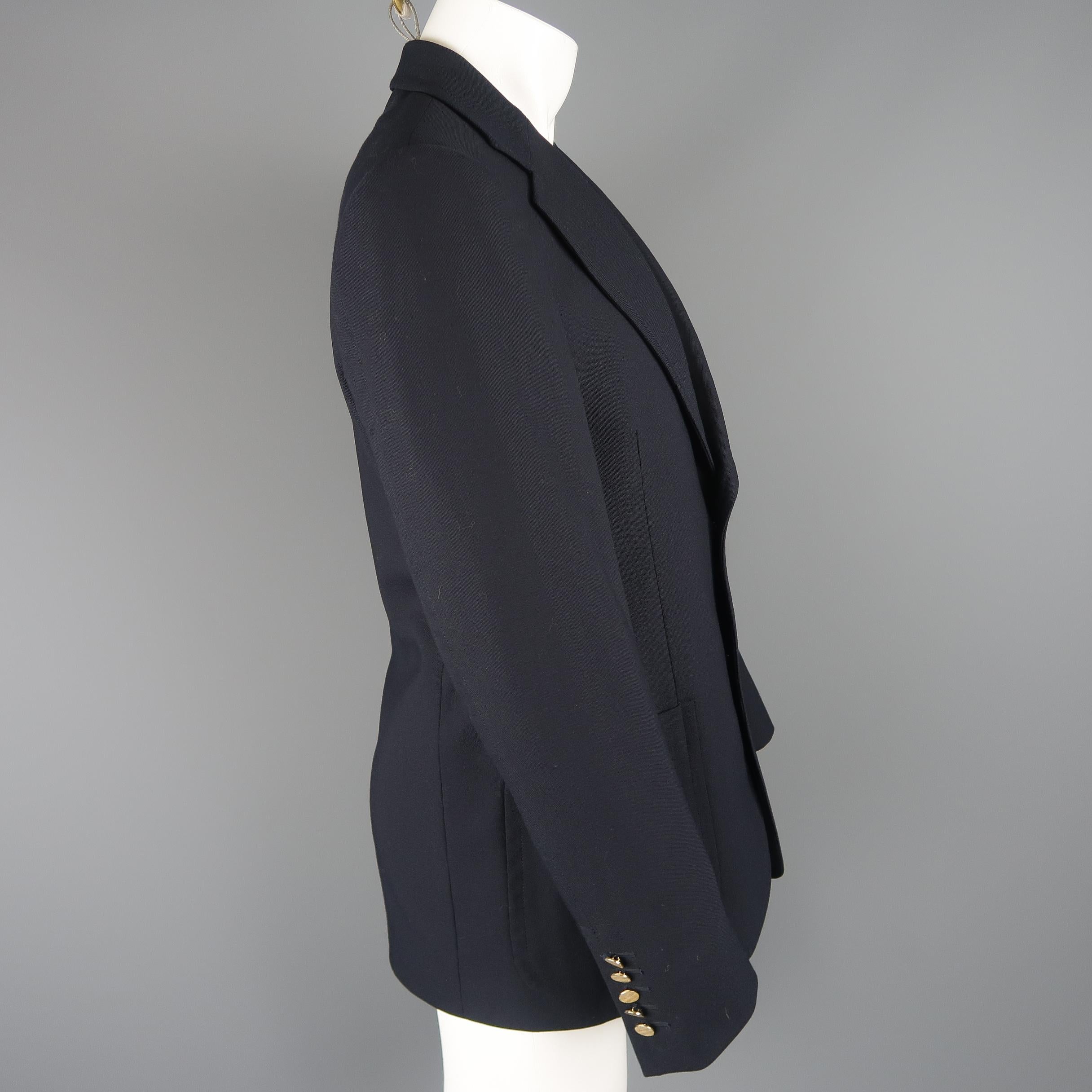 Men's GUCCI by TOM FORD 38 Navy Wool Canvas Metal Button Sport Coat / Jacket / Blazer