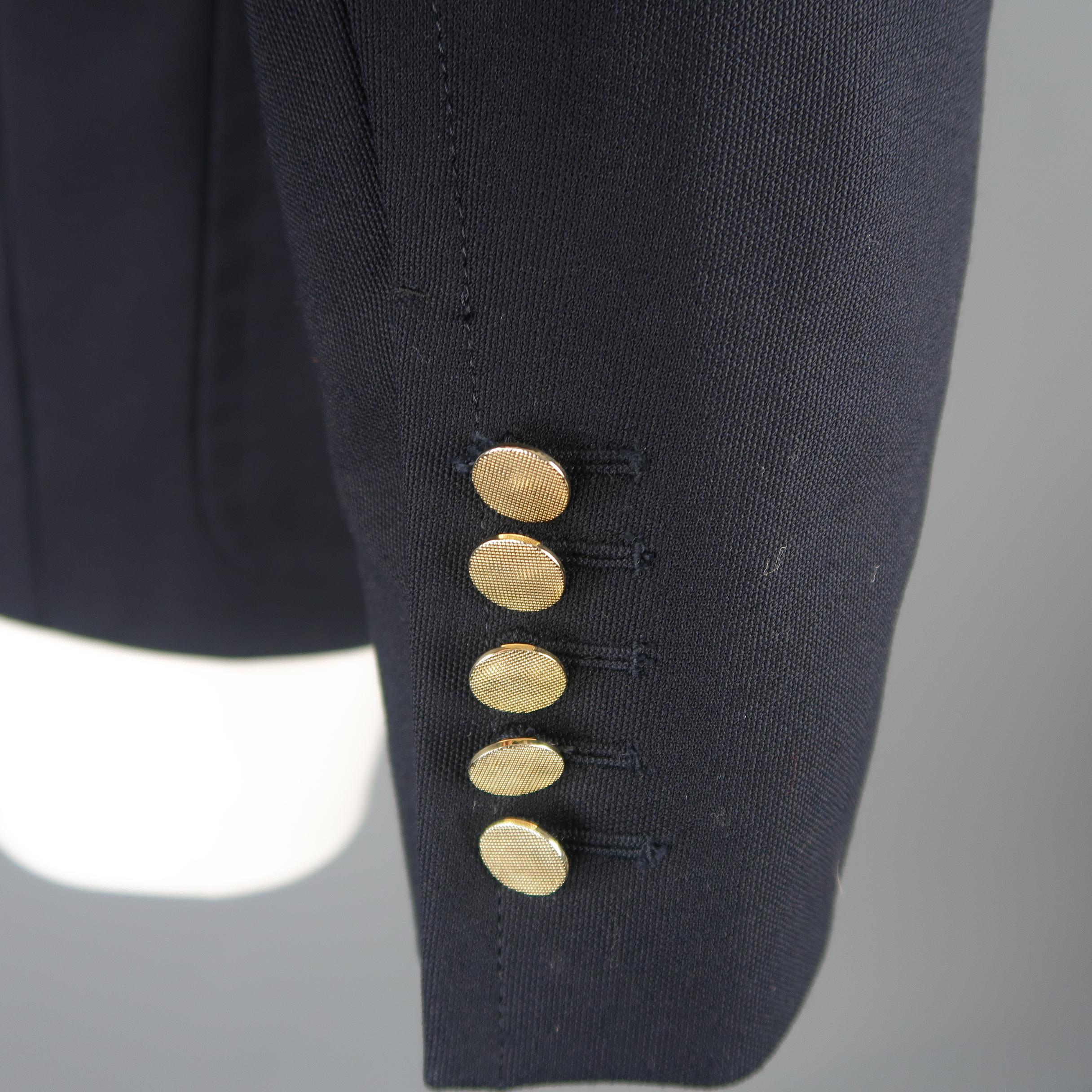 GUCCI by TOM FORD 38 Navy Wool Canvas Metal Button Sport Coat / Jacket / Blazer 1