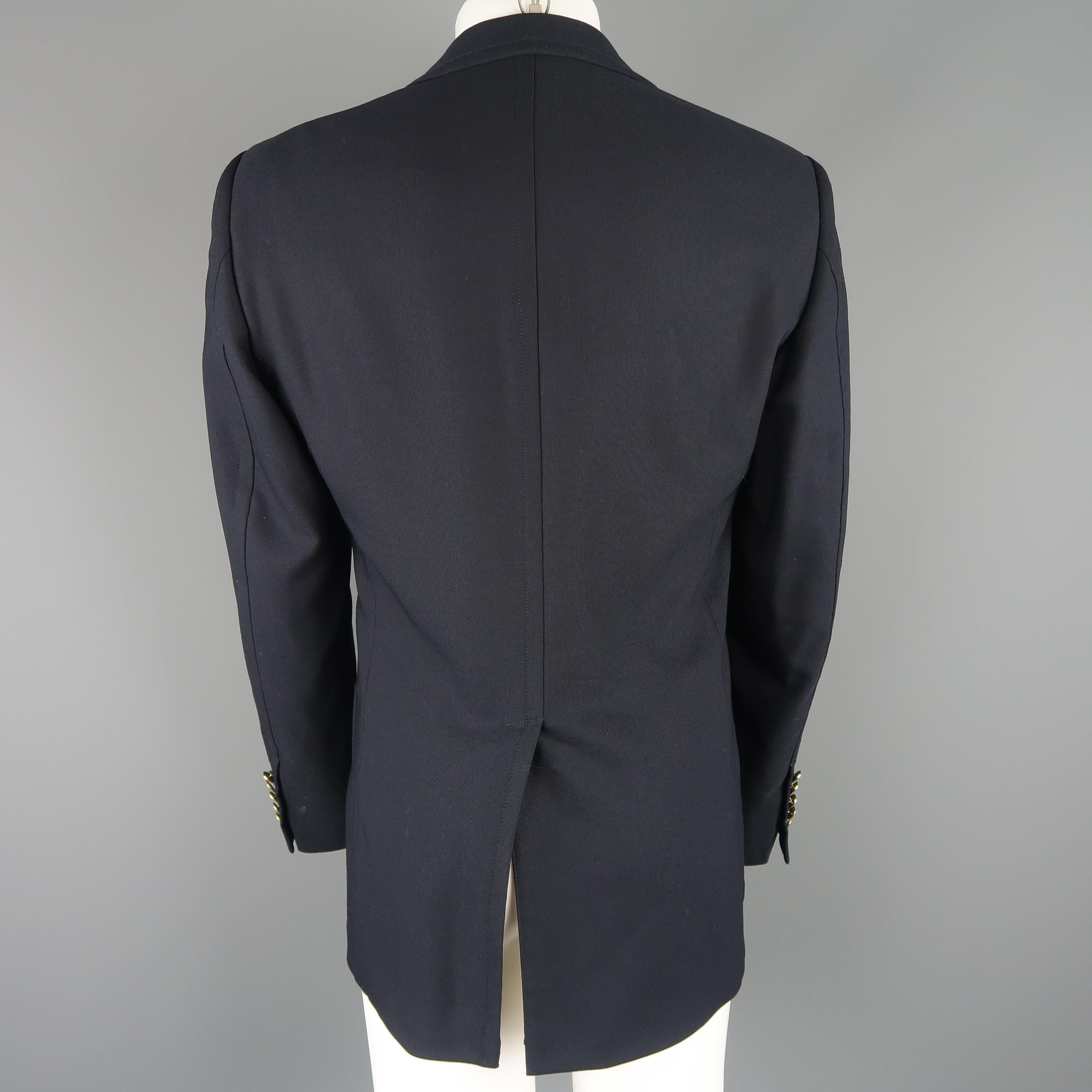 GUCCI by TOM FORD 38 Navy Wool Canvas Metal Button Sport Coat / Jacket / Blazer 2