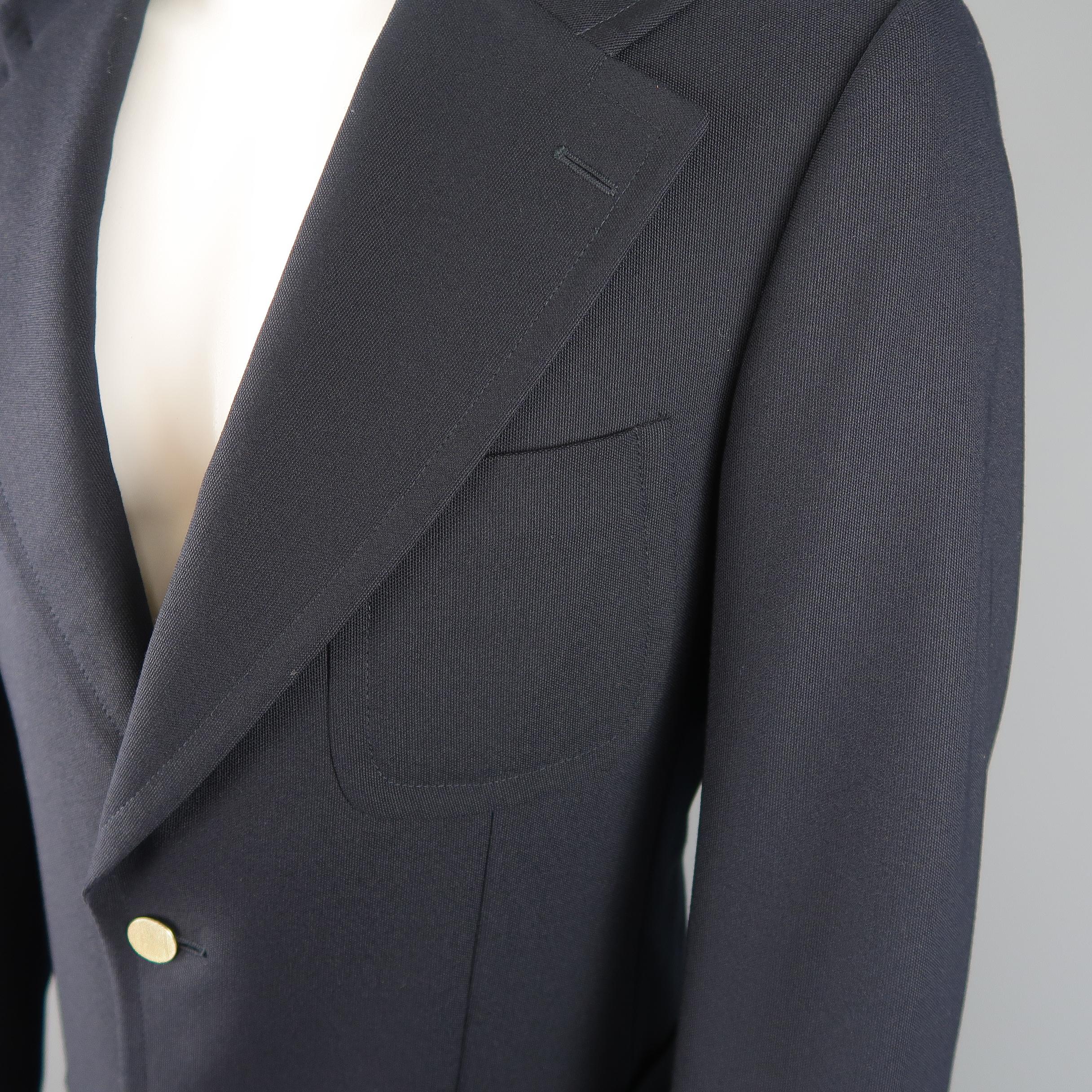 Black GUCCI by TOM FORD 38 Navy Wool Canvas Metal Button Sport Coat / Jacket / Blazer
