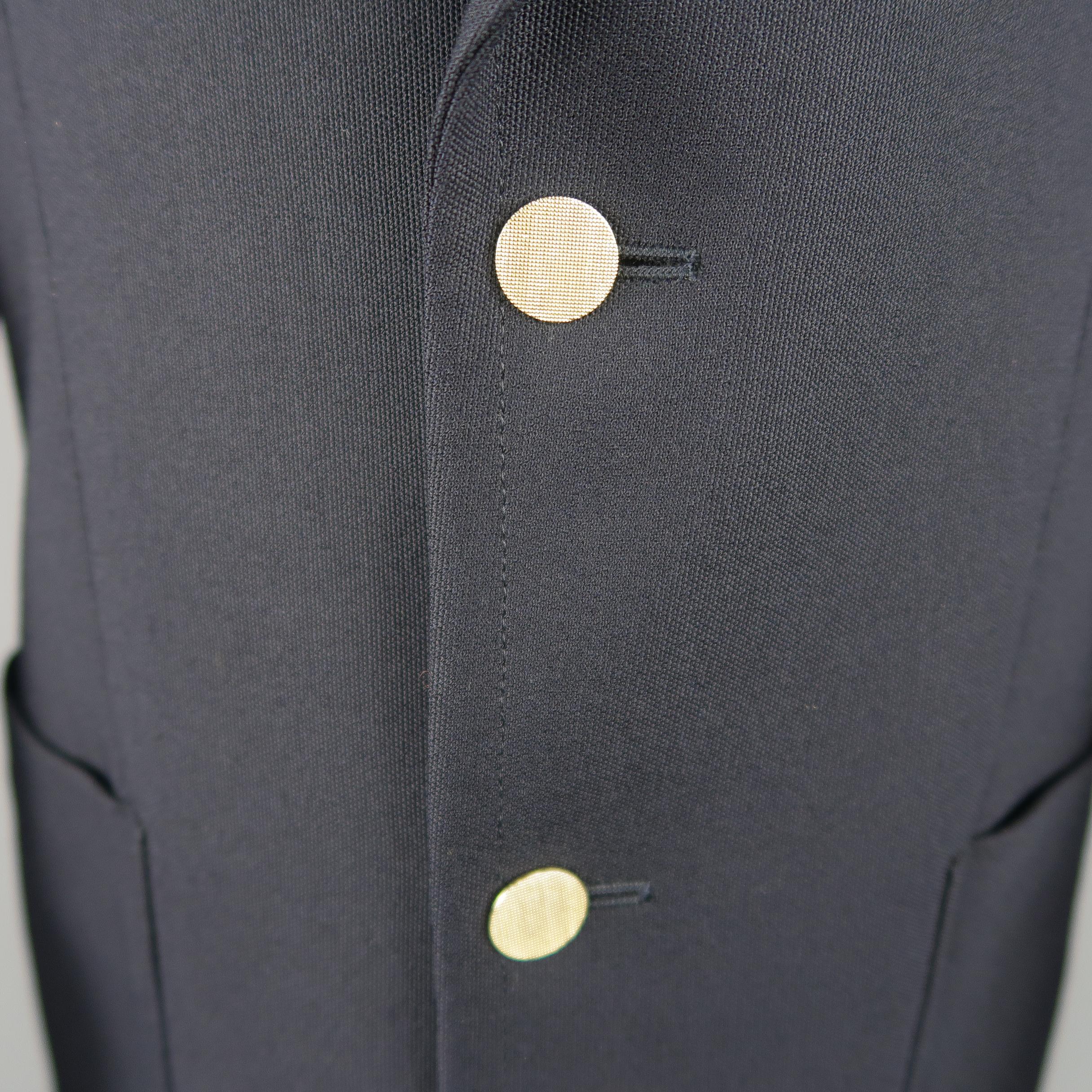 GUCCI by TOM FORD 38 Navy Wool Canvas Metal Button Sport Coat / Jacket / Blazer In Excellent Condition In San Francisco, CA