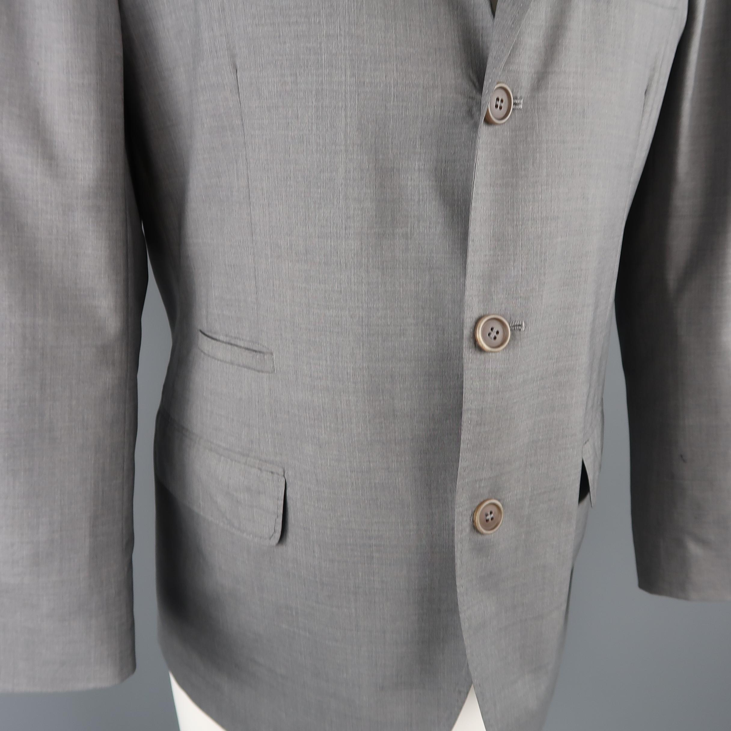 Gray BRUNELLO CUCINELLI 42 Grey Wool / Silk Notch Lapel Sport Coat / Jacket