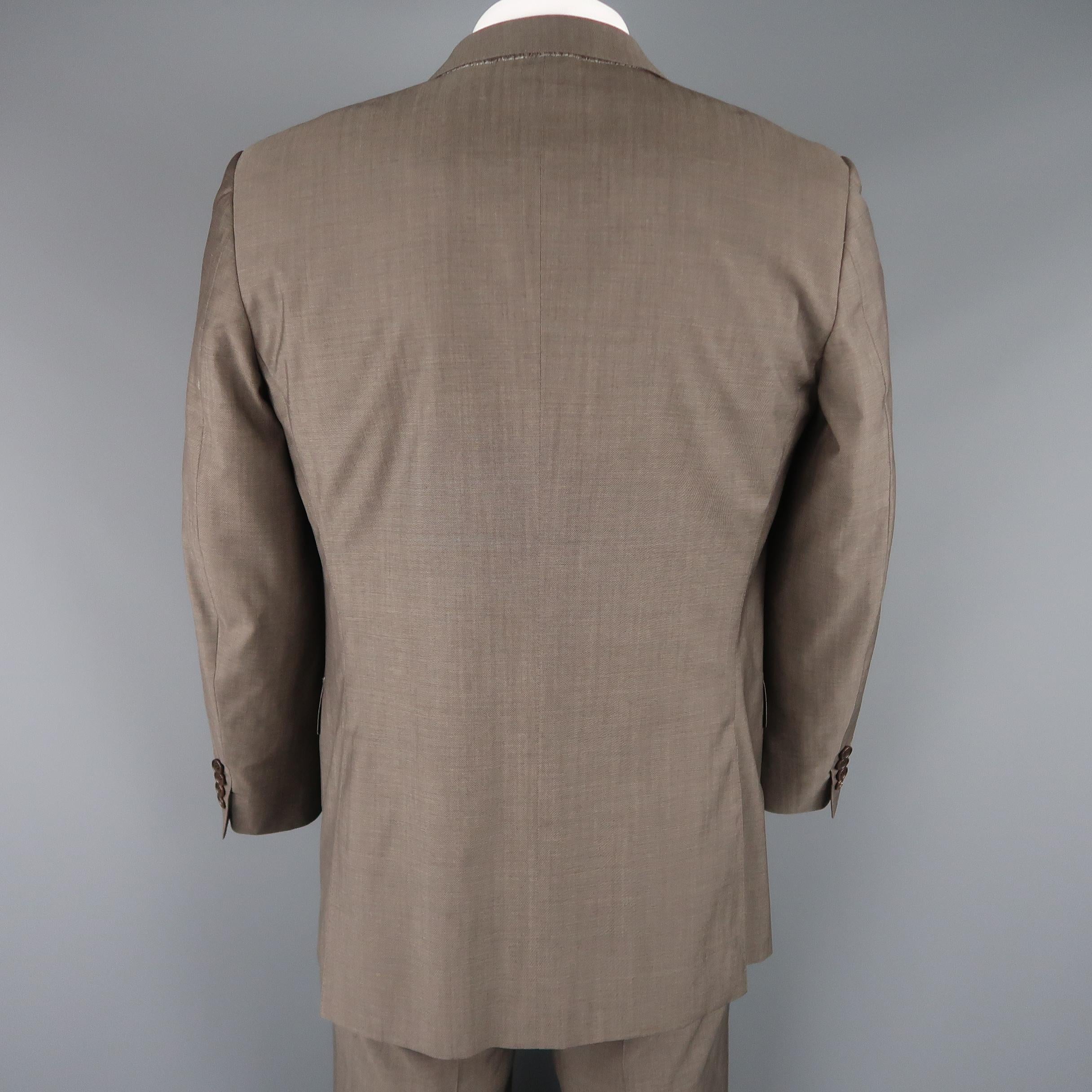 CANALI 42 Regular Taupe Wool Notch Lapel 2 Button Single Breasted Suit ...