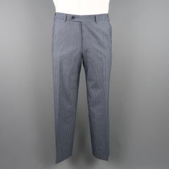 CANALI 42 Regular Navy Blue Striped Wool Single Breasted Notch Lapel Suit
