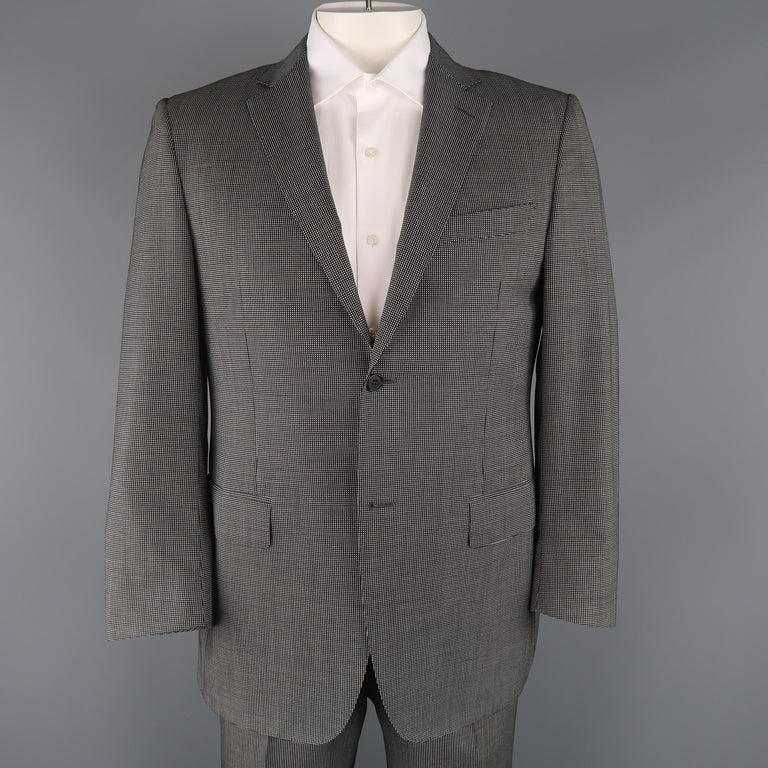 CANALI 42 Regular Black and White Nailhead Wool Single Breasted Suit ...