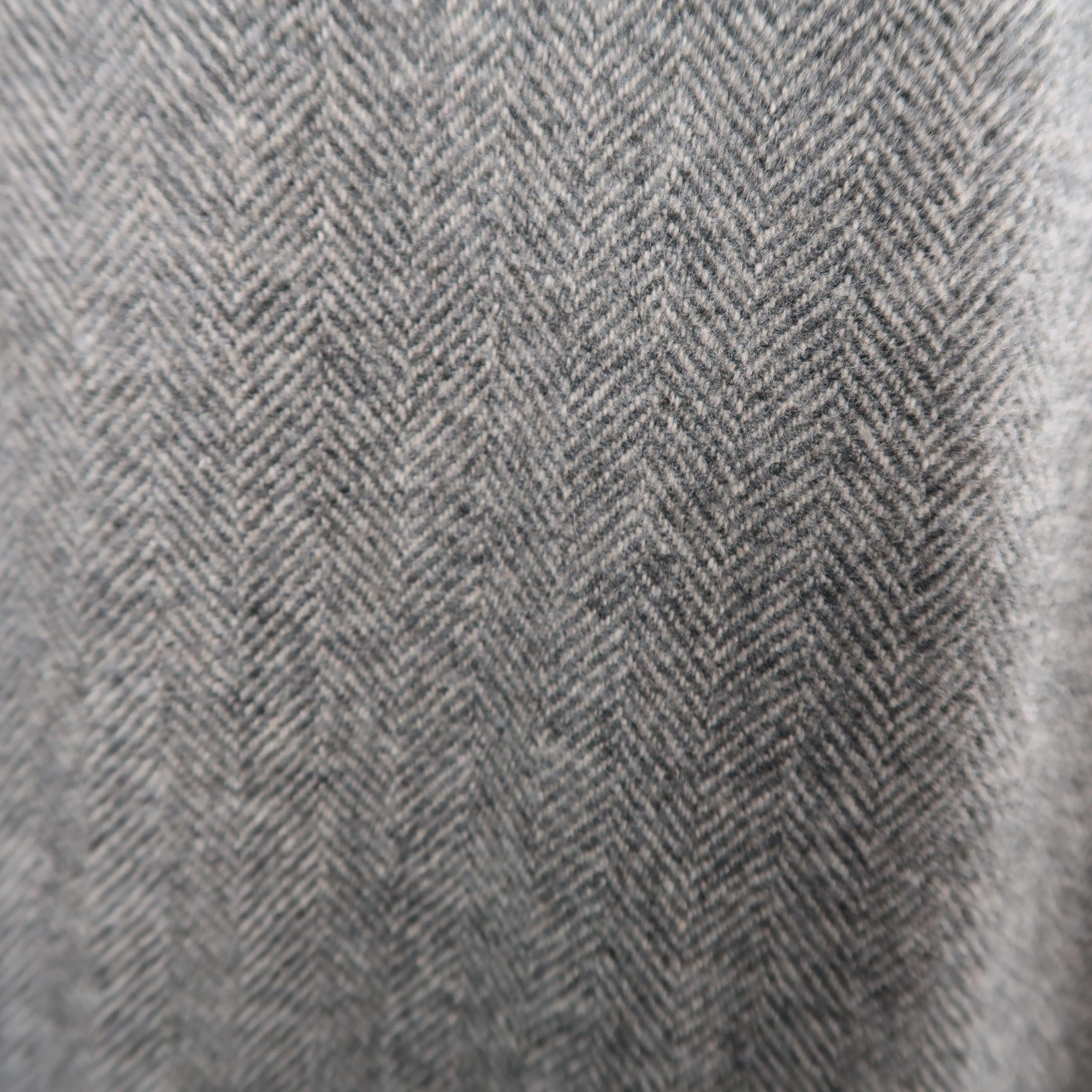 Men's RALPH LAUREN Size 34 Gray Herringbone Wool Pleated Dress Pants