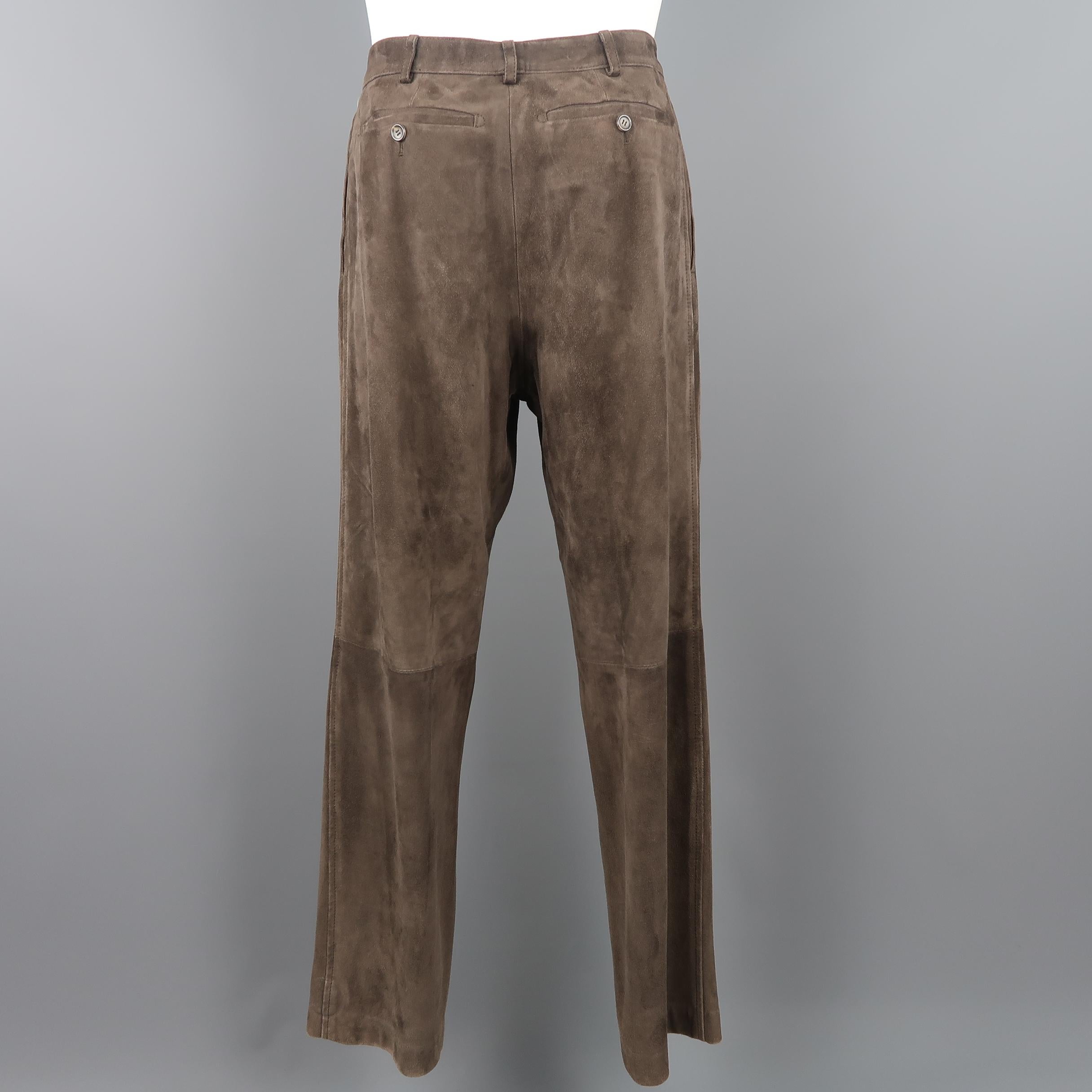 MALO Size 32 Brown Solid Straight Leg Pants 1