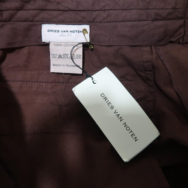 DRIES VAN NOTEN Size 34 Brown Solid Cotton Stright Wide Leg Casual ...