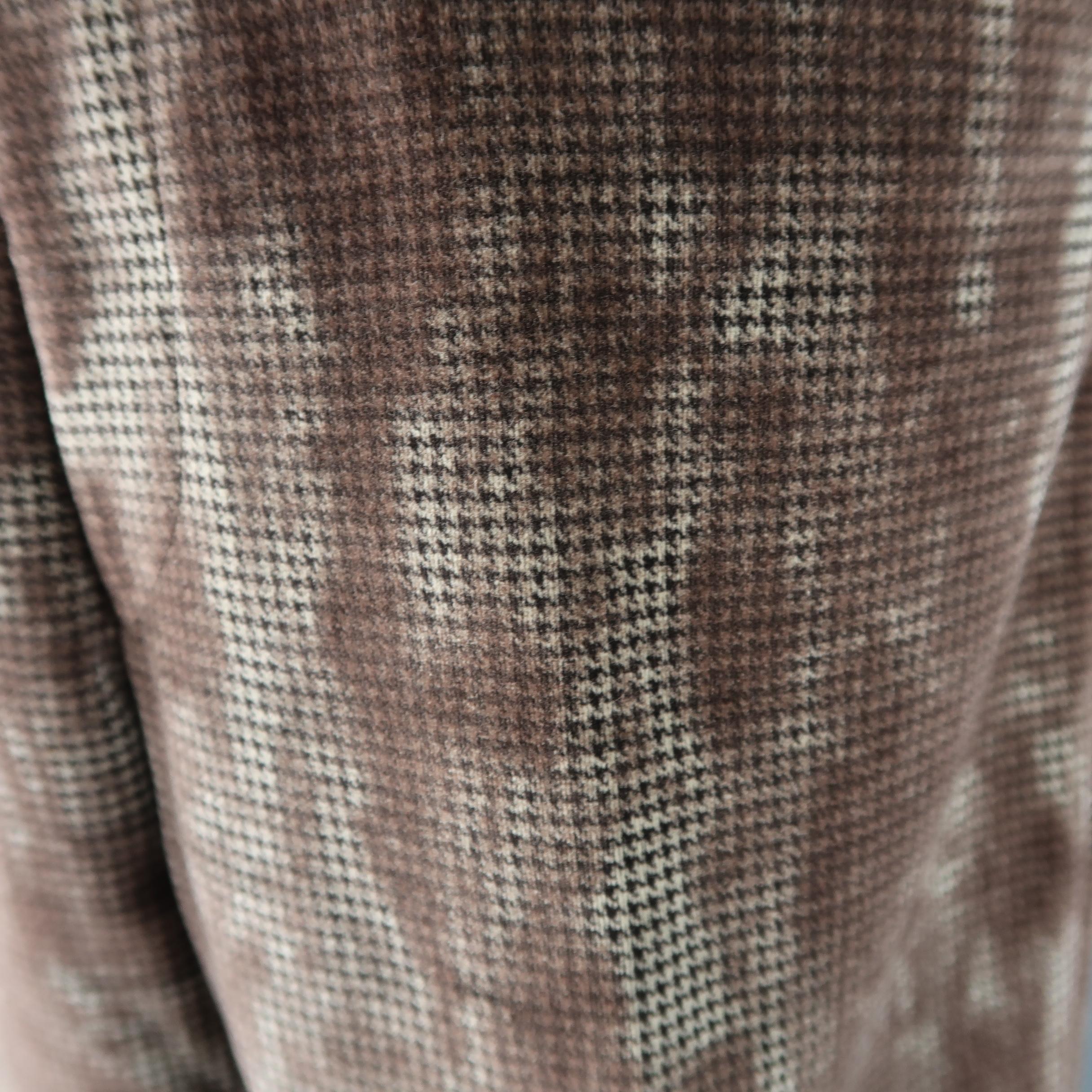 ETRO Size 32 Brown Marble Effect Houndstooth Velvet Dress Pants In Good Condition In San Francisco, CA