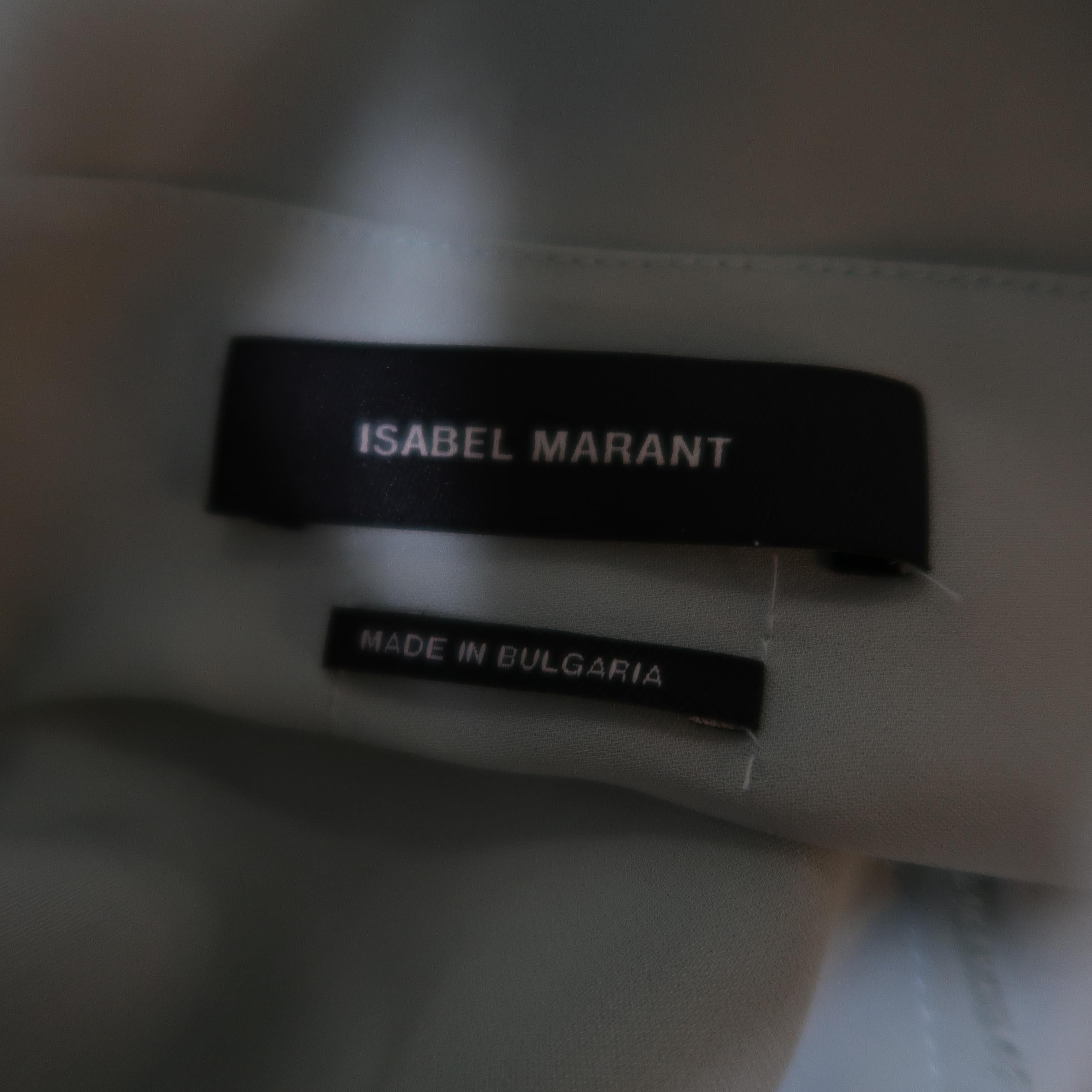 ISABEL MARANT Size 2 Mint Green Silk Gathered Sweetheart Overlay Blouse 2