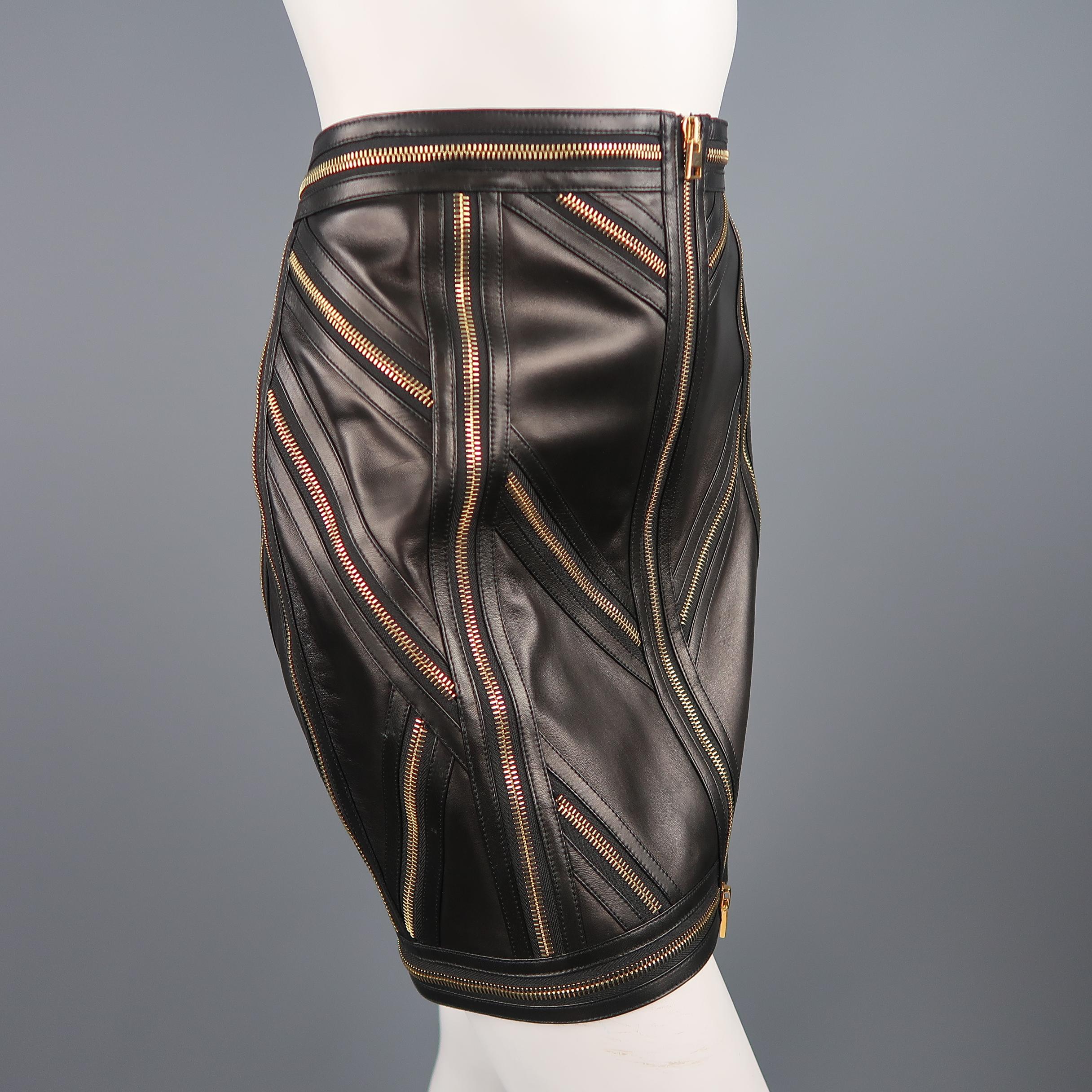 black leather skirt with zipper