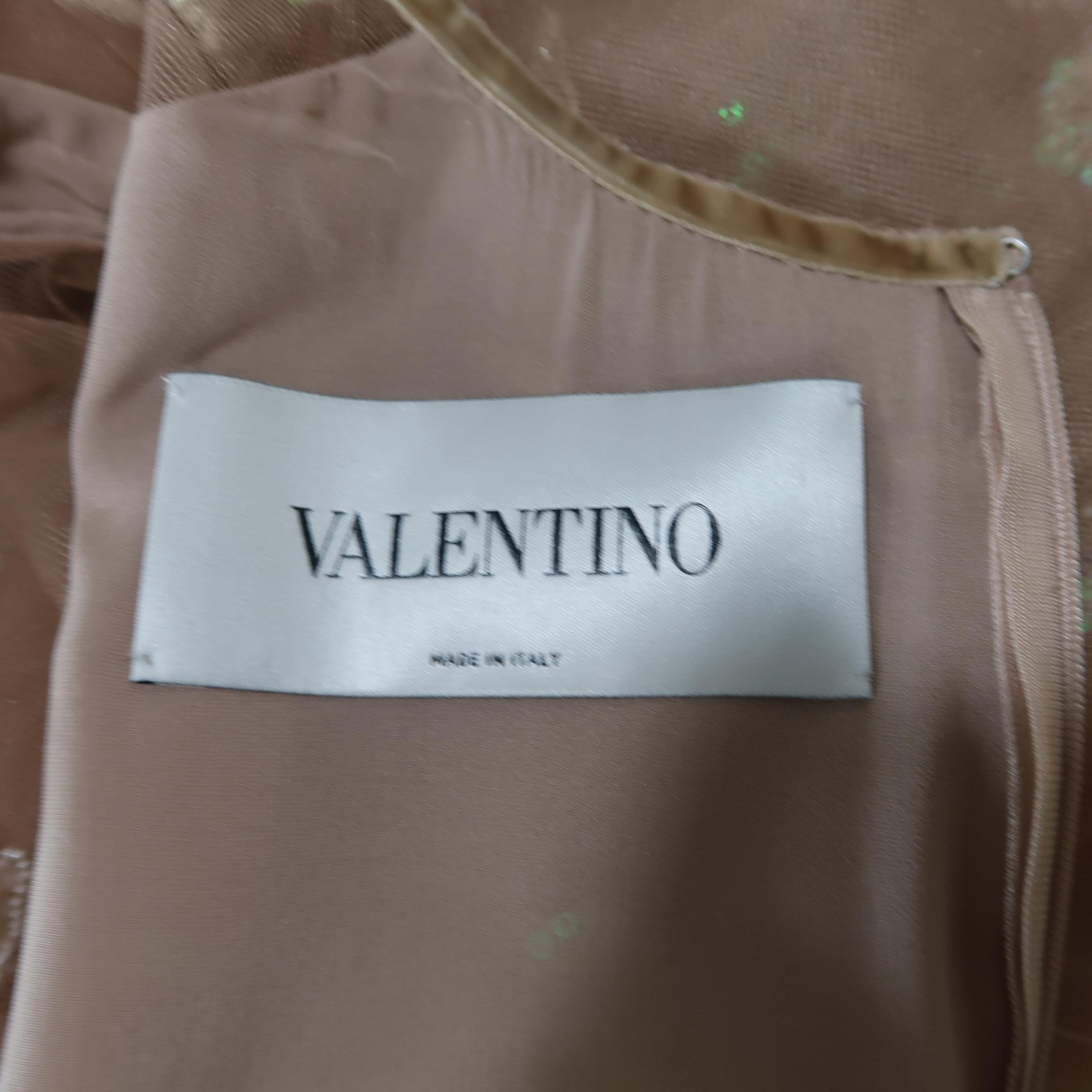 Valentino Dress - Tan Floral Beaded Tulle Scarf Cocktail Dress 1