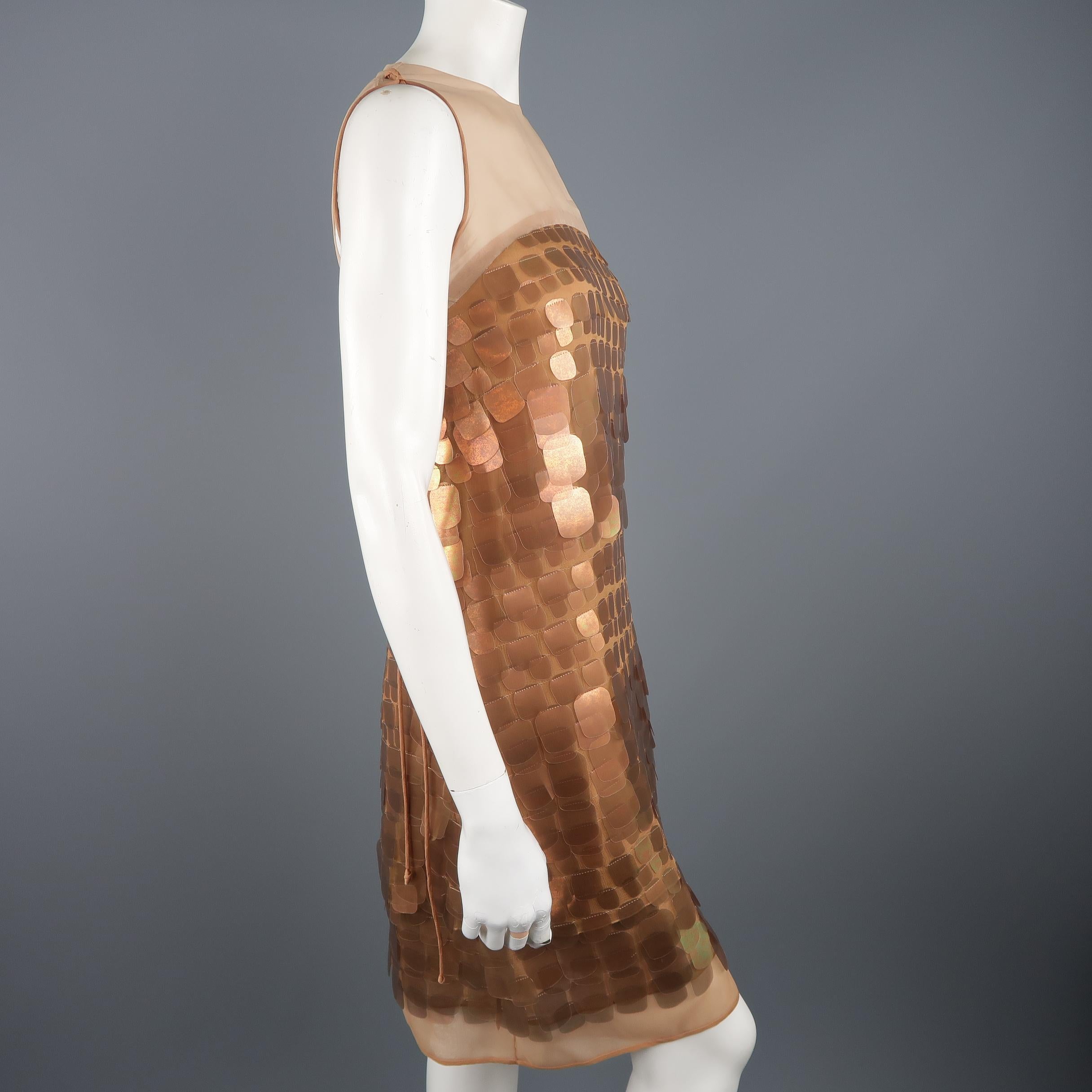 Ralph Rucci Cocktail Dress Size 6 - Retail $6000 - Copper, Sequin, Silk, Chiffon 1
