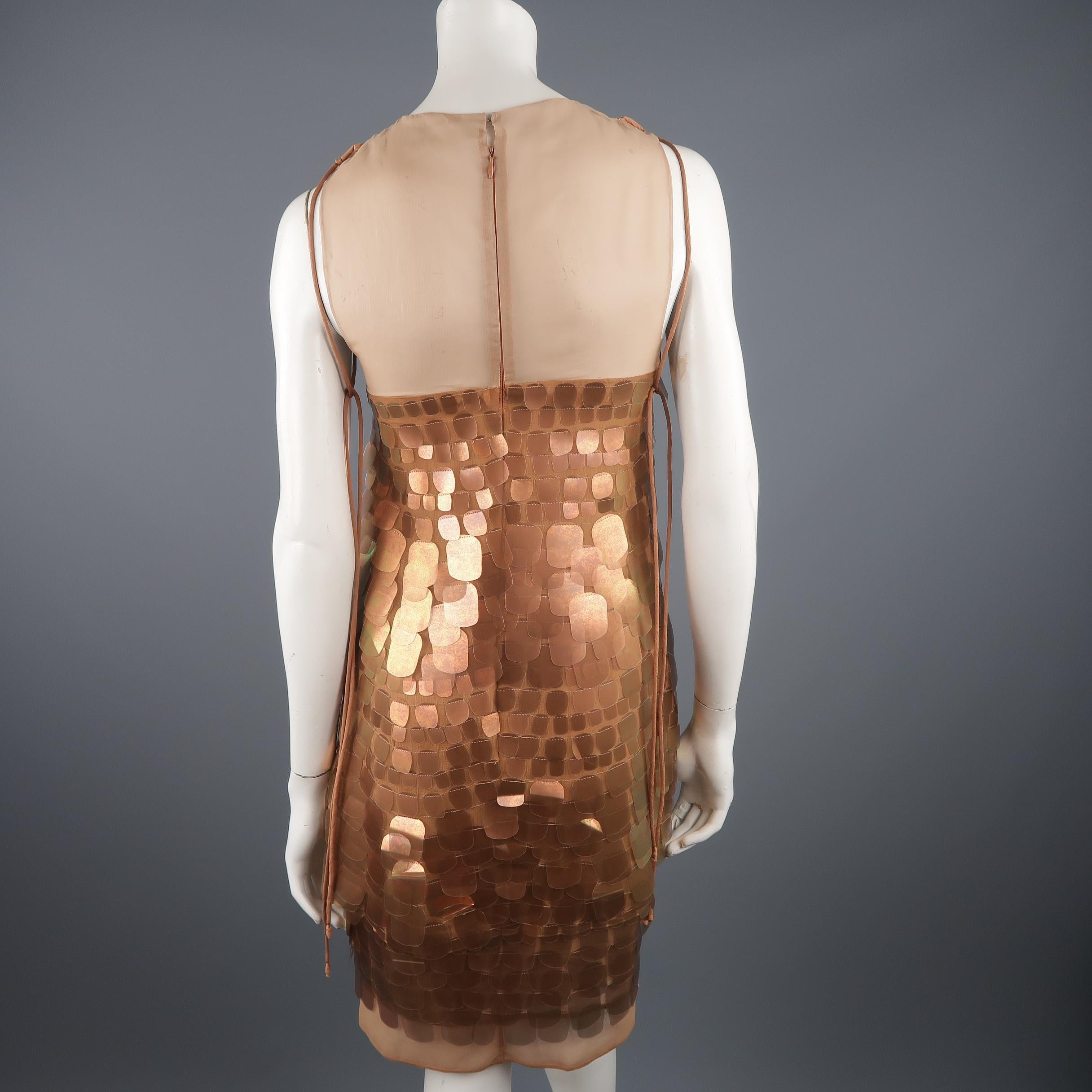 Ralph Rucci Cocktail Dress Size 6 - Retail $6000 - Copper, Sequin, Silk, Chiffon 2