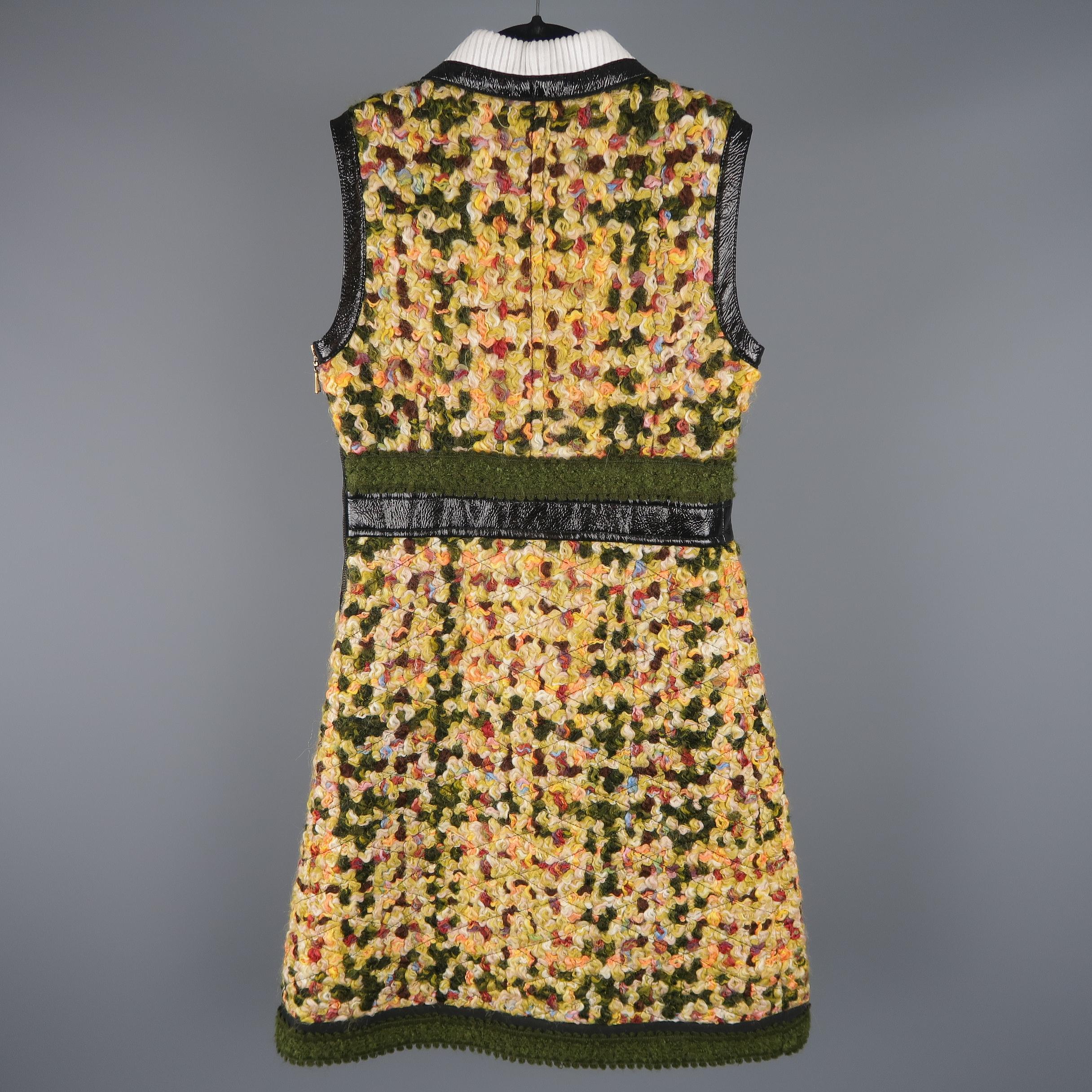 Louis Vuitton Dress - Fall 2014 Runway - Yellow & Green, Quilted Boucle, Leather 1