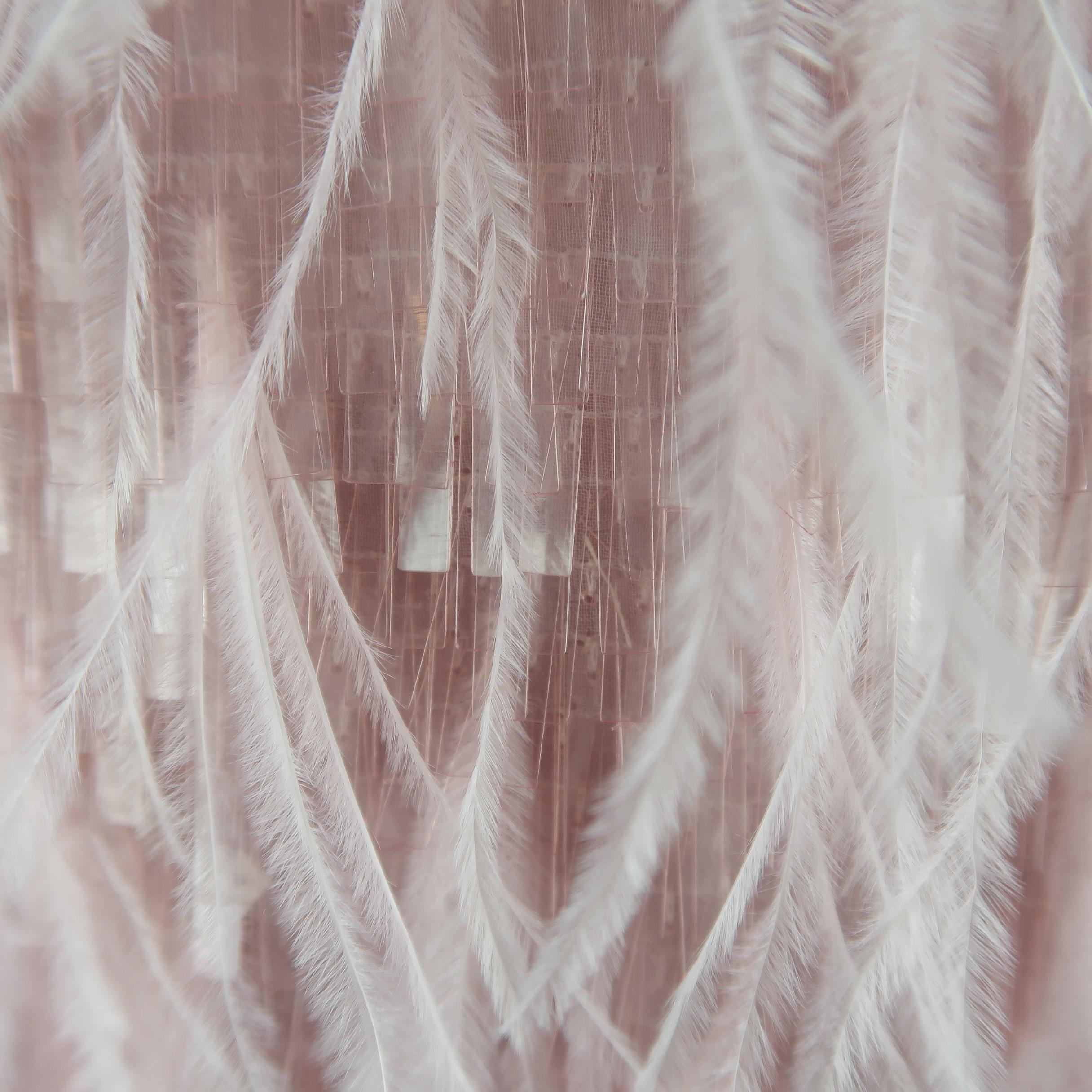 pink sequin feather dress