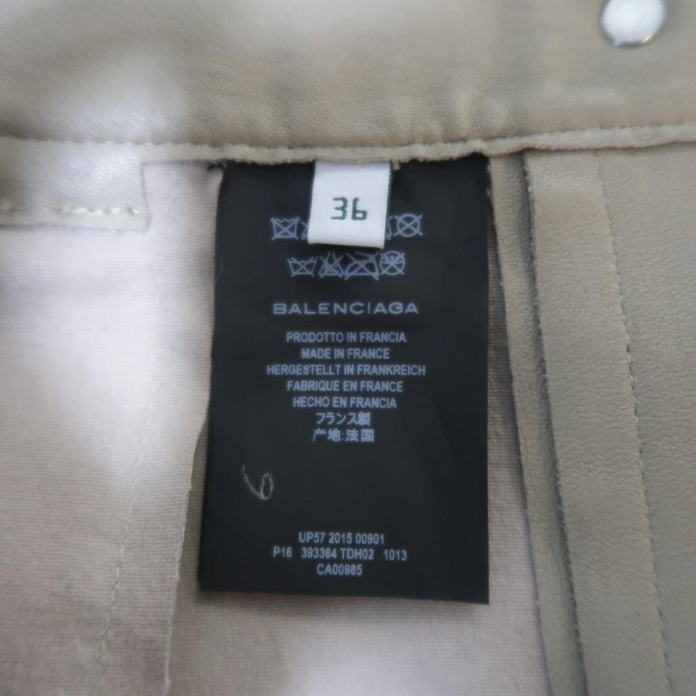 BALENCIAGA Size 4 Taupe Stretch Leather Skinny Jean Cut Pants at 1stDibs