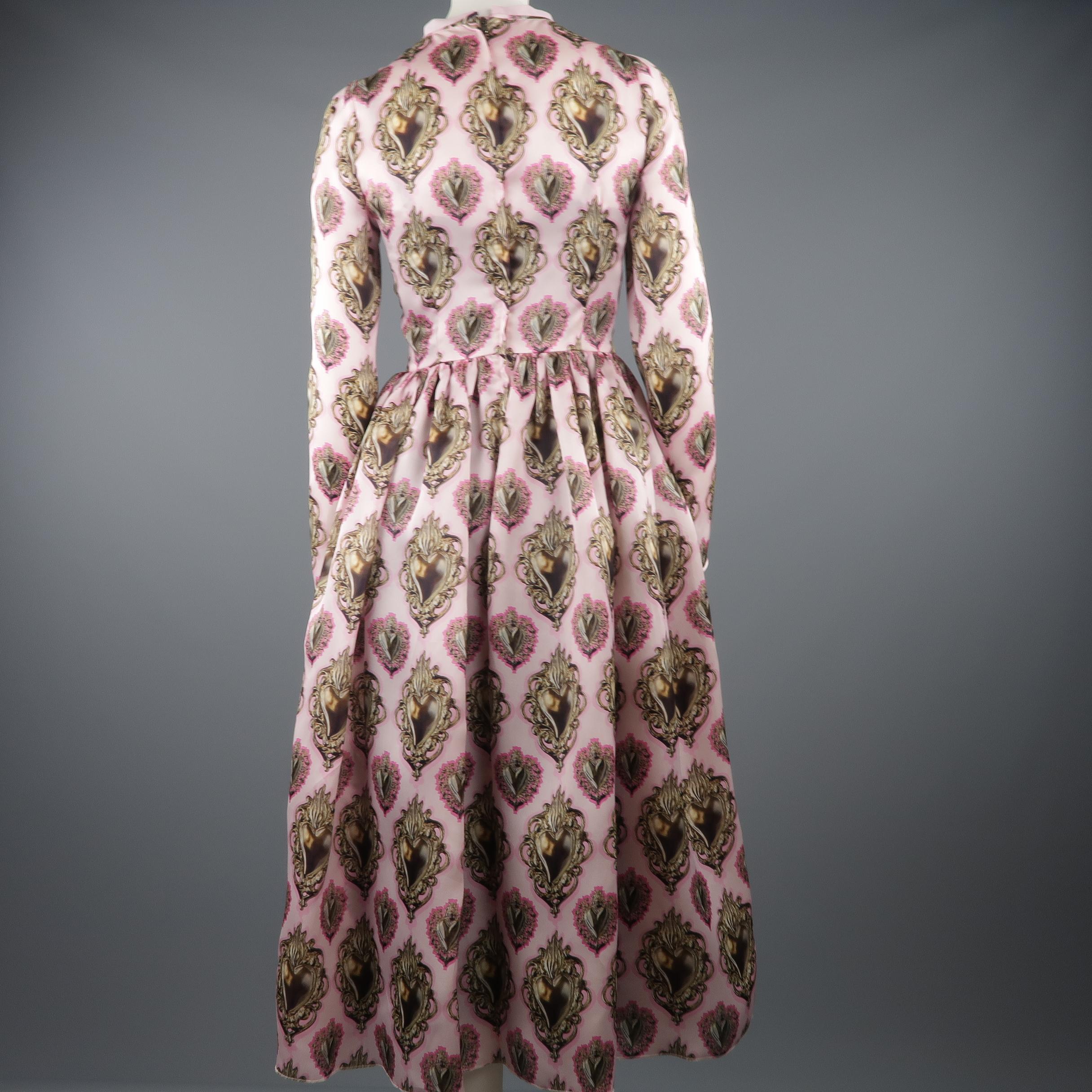 Women's Dolce & Gabbana Spring 2015 Runway Pink Sacred Heart Silk Blend Gown / Dress