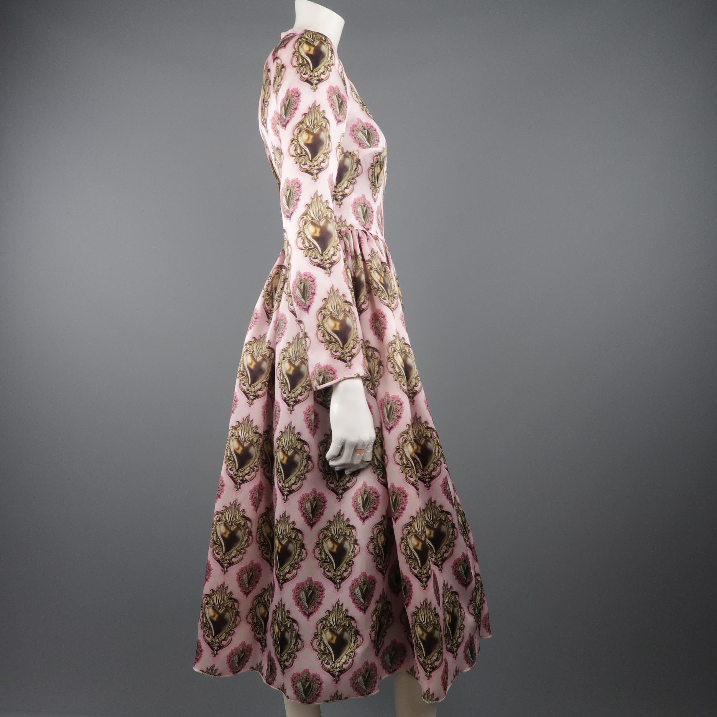 Dolce & Gabbana Spring 2015 Runway Pink Sacred Heart Silk Blend Gown / Dress In Excellent Condition In San Francisco, CA