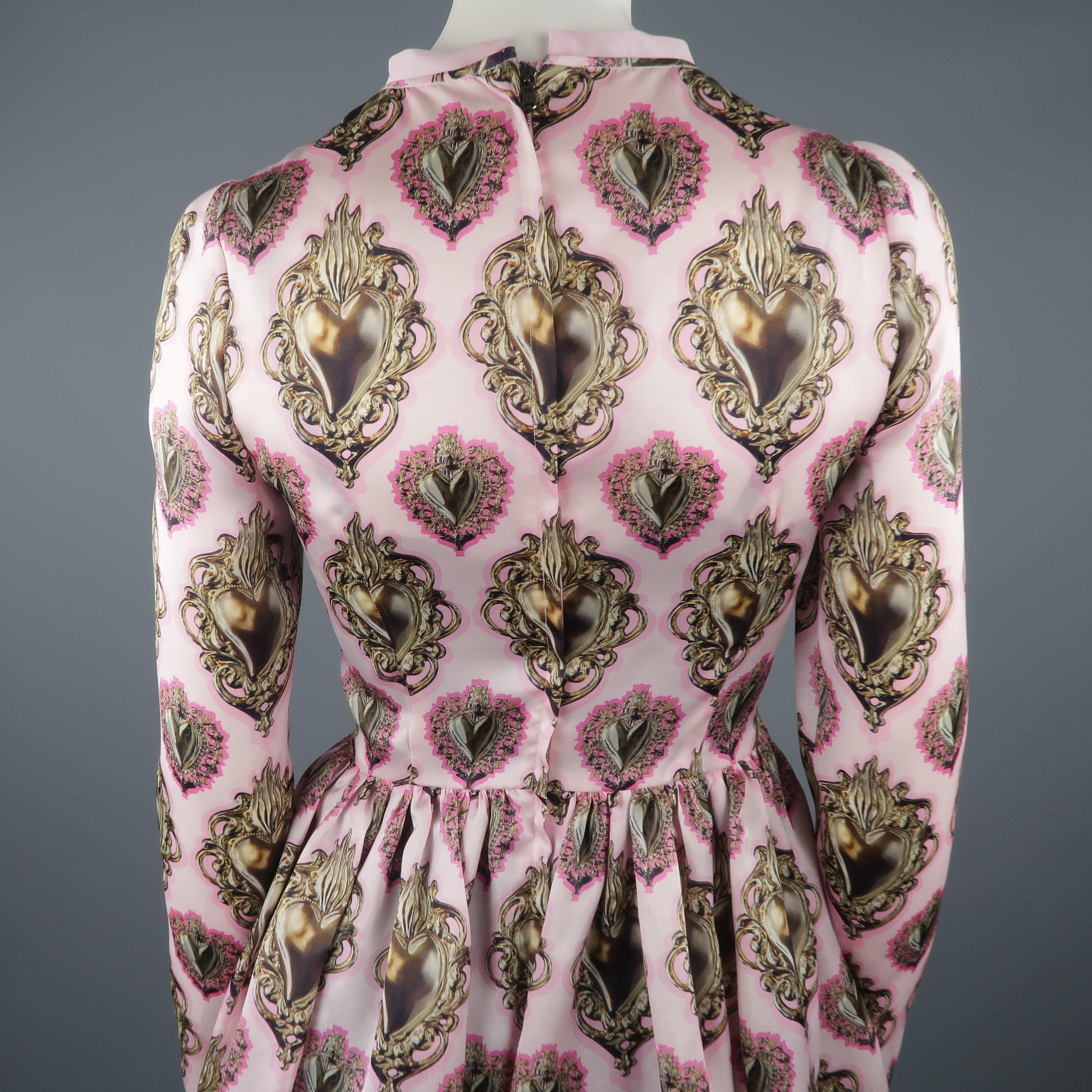 Dolce & Gabbana Spring 2015 Runway Pink Sacred Heart Silk Blend Gown / Dress 1