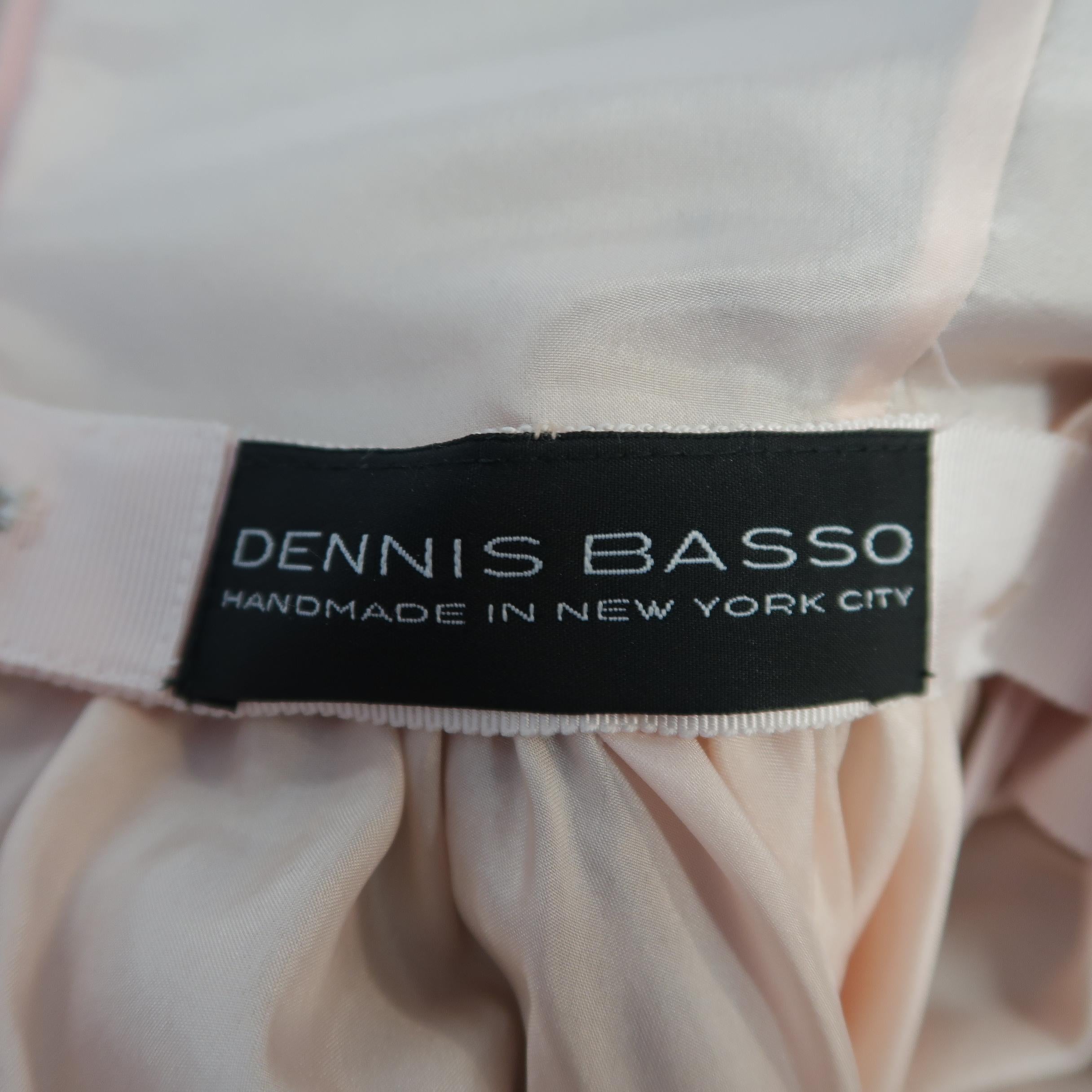 DENNIS BASSO Size 4 Pink & Black Embroidered Beaded Floral Silk Cocktail Dress 6
