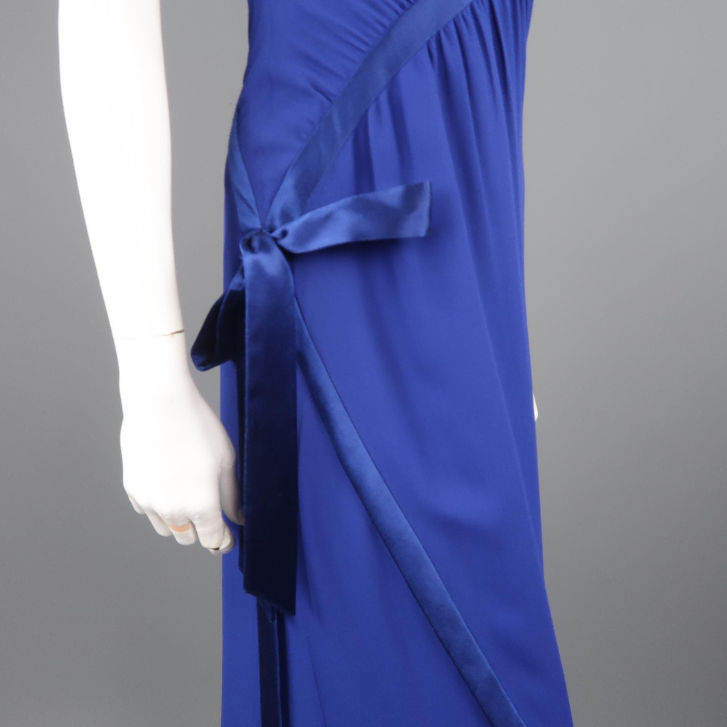 Valentino Royal Blue Strapless Bustier Gown w/ Beaded Bolero / Dress 1
