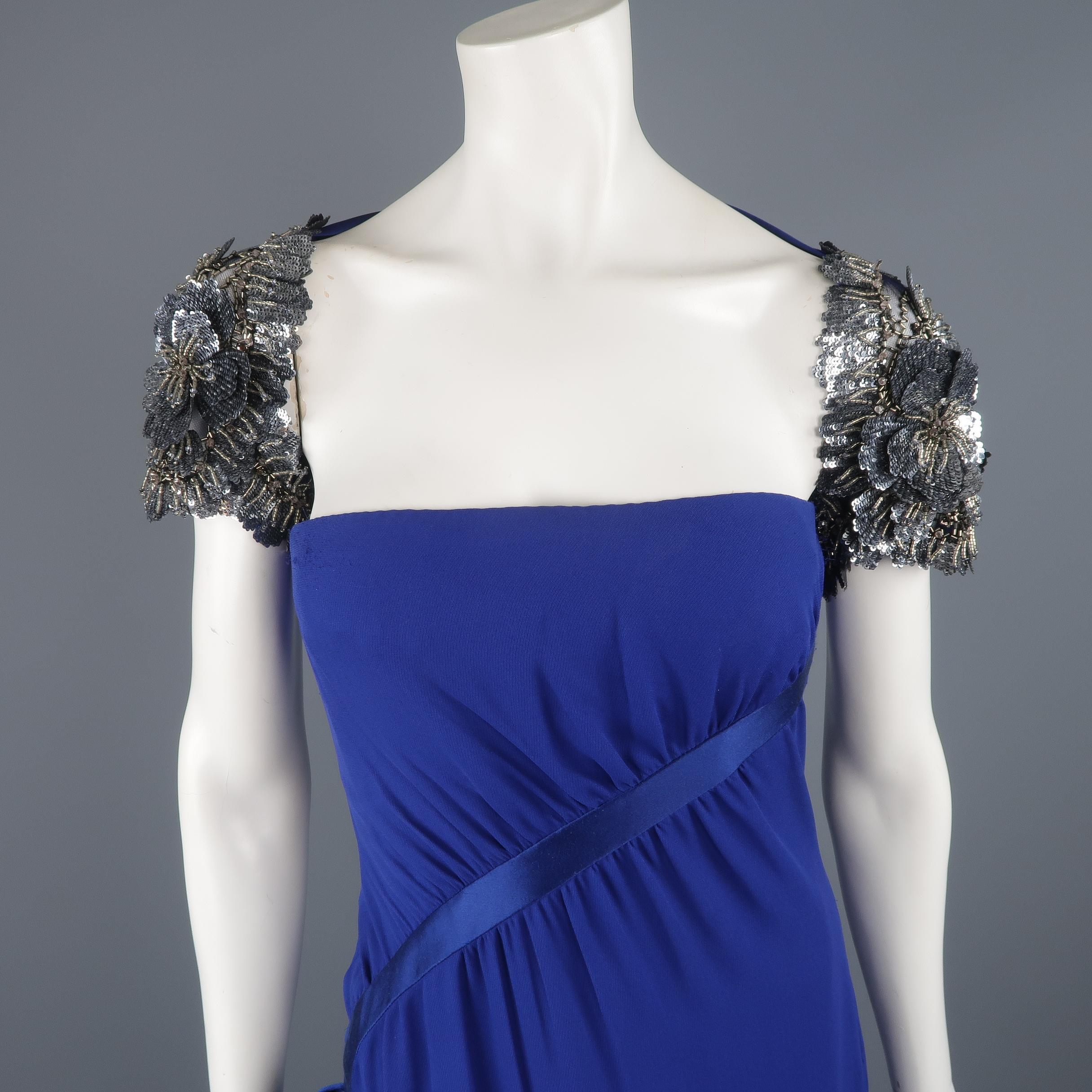 Valentino Royal Blue Strapless Bustier Gown w/ Beaded Bolero / Dress 4