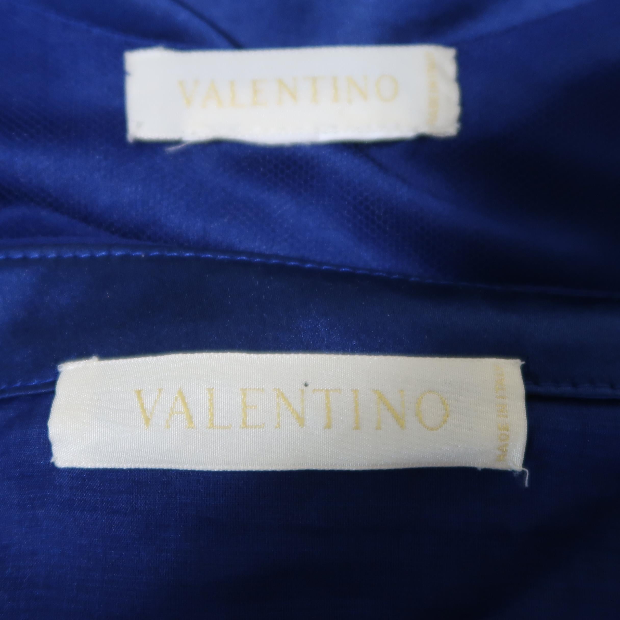 Valentino Royal Blue Strapless Bustier Gown w/ Beaded Bolero / Dress 13