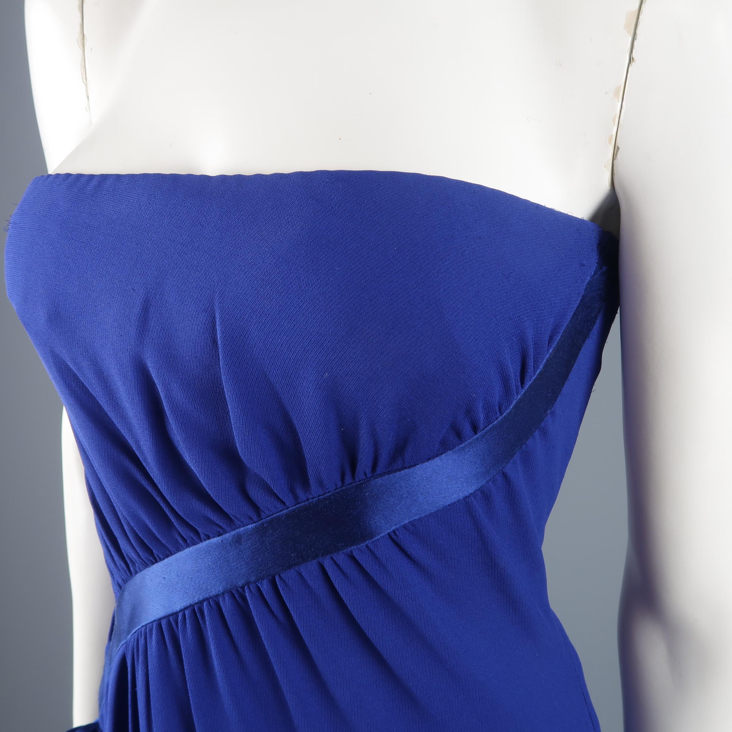 Valentino Royal Blue Strapless Bustier Gown w/ Beaded Bolero / Dress 2