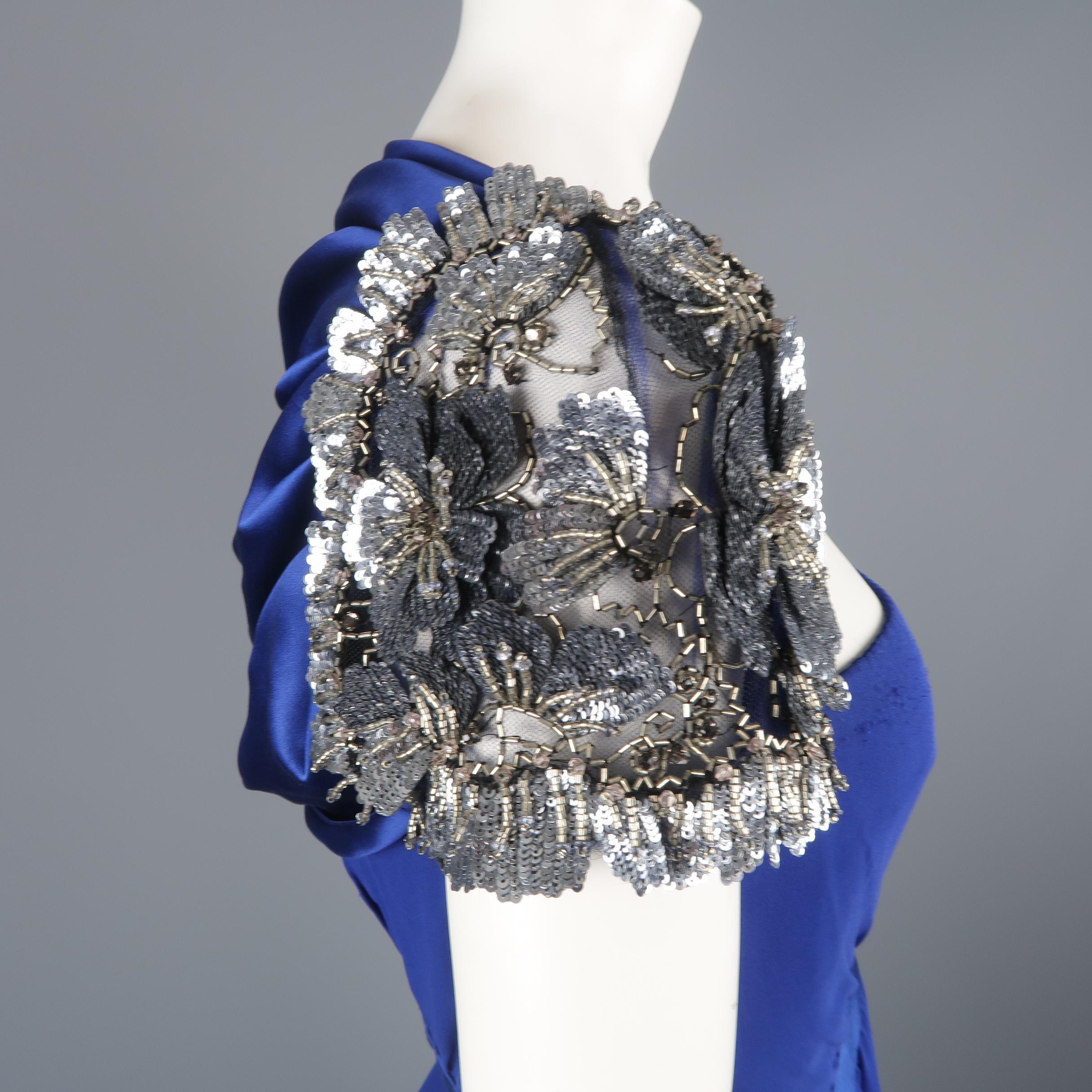 Valentino Royal Blue Strapless Bustier Gown w/ Beaded Bolero / Dress 5