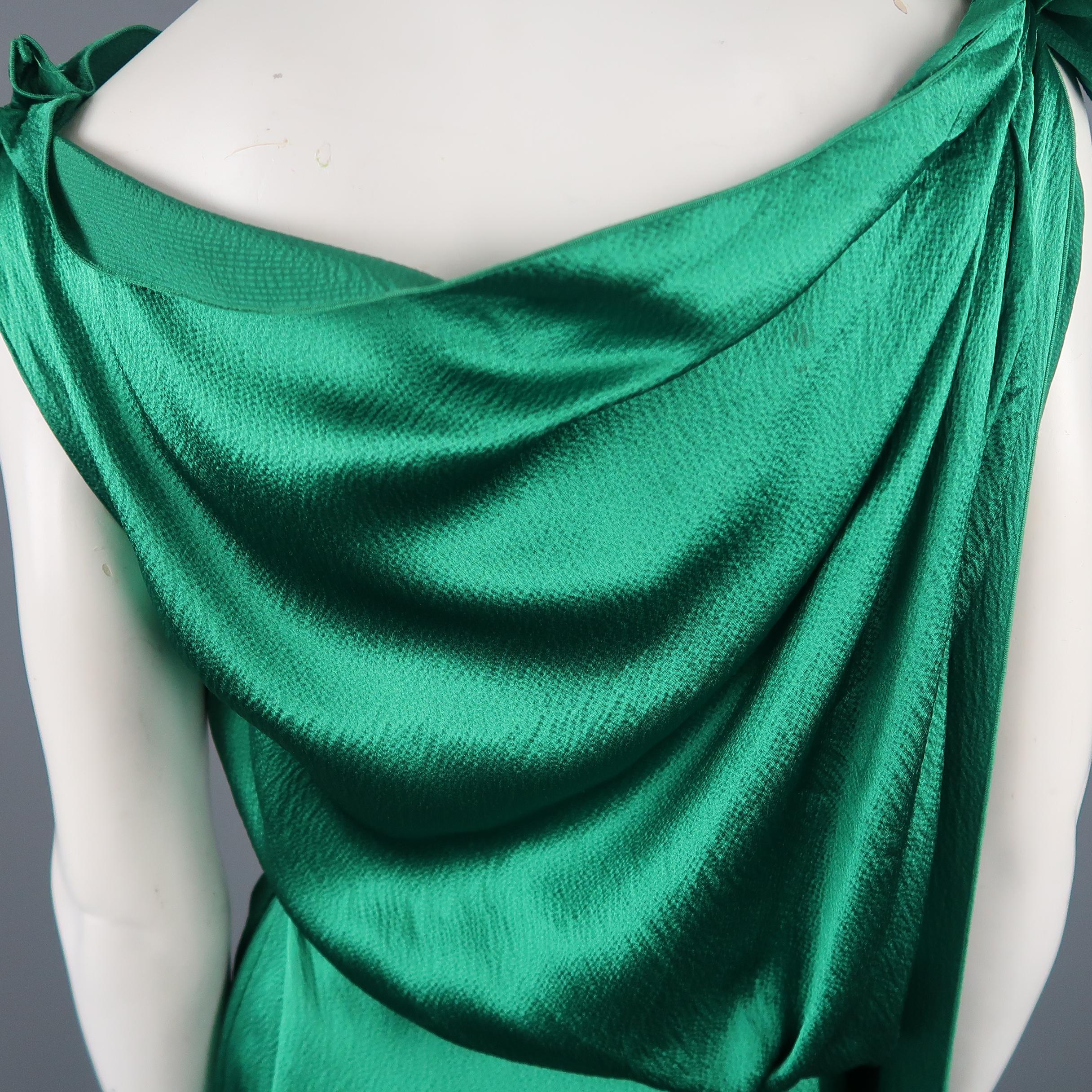 ROLAND MOURET Size 6 Green Textured Silk Grecian Draped Evening Gown / Dress 5