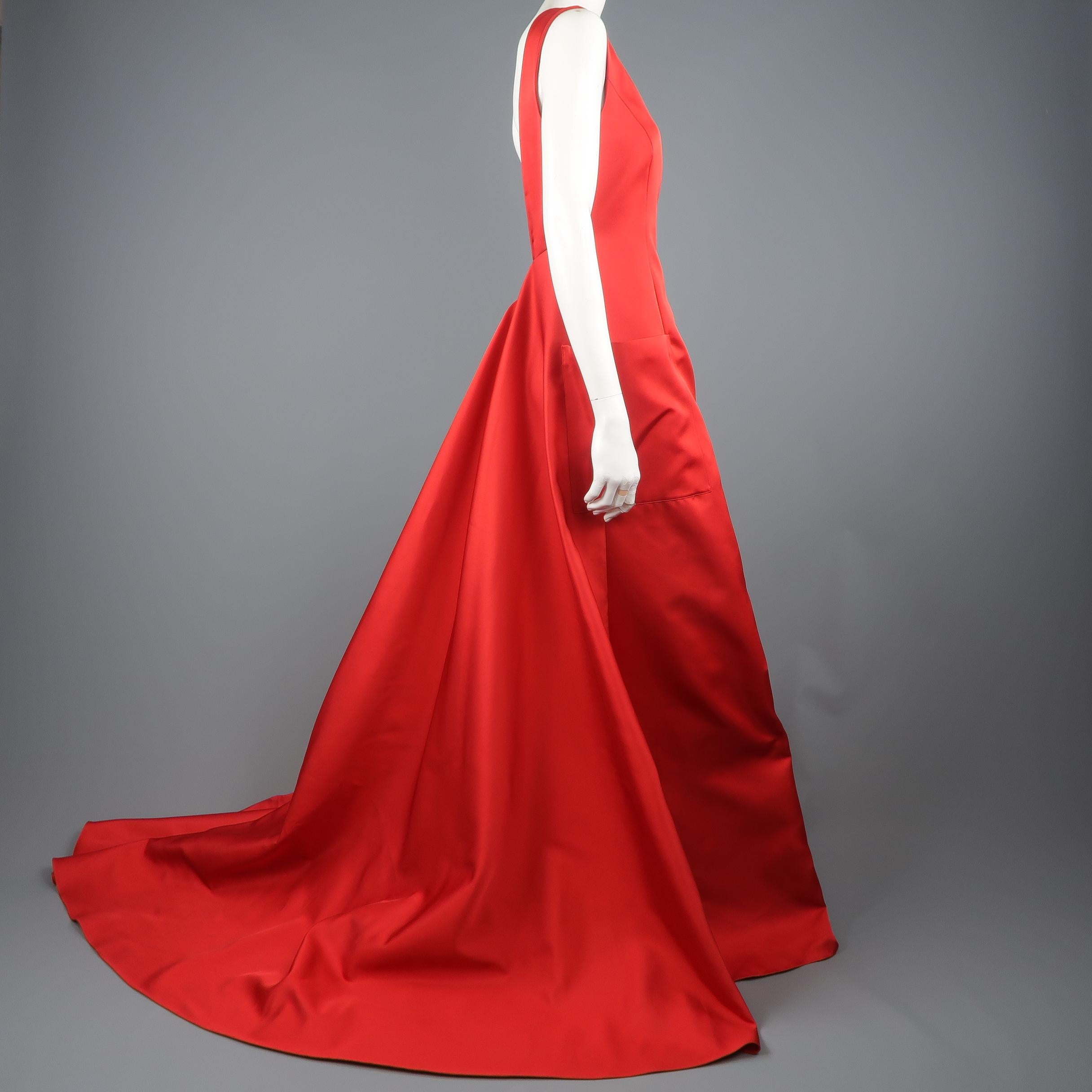 CH Carolina Herrera Satin Dress Gown, Spring 2016 Runway 2