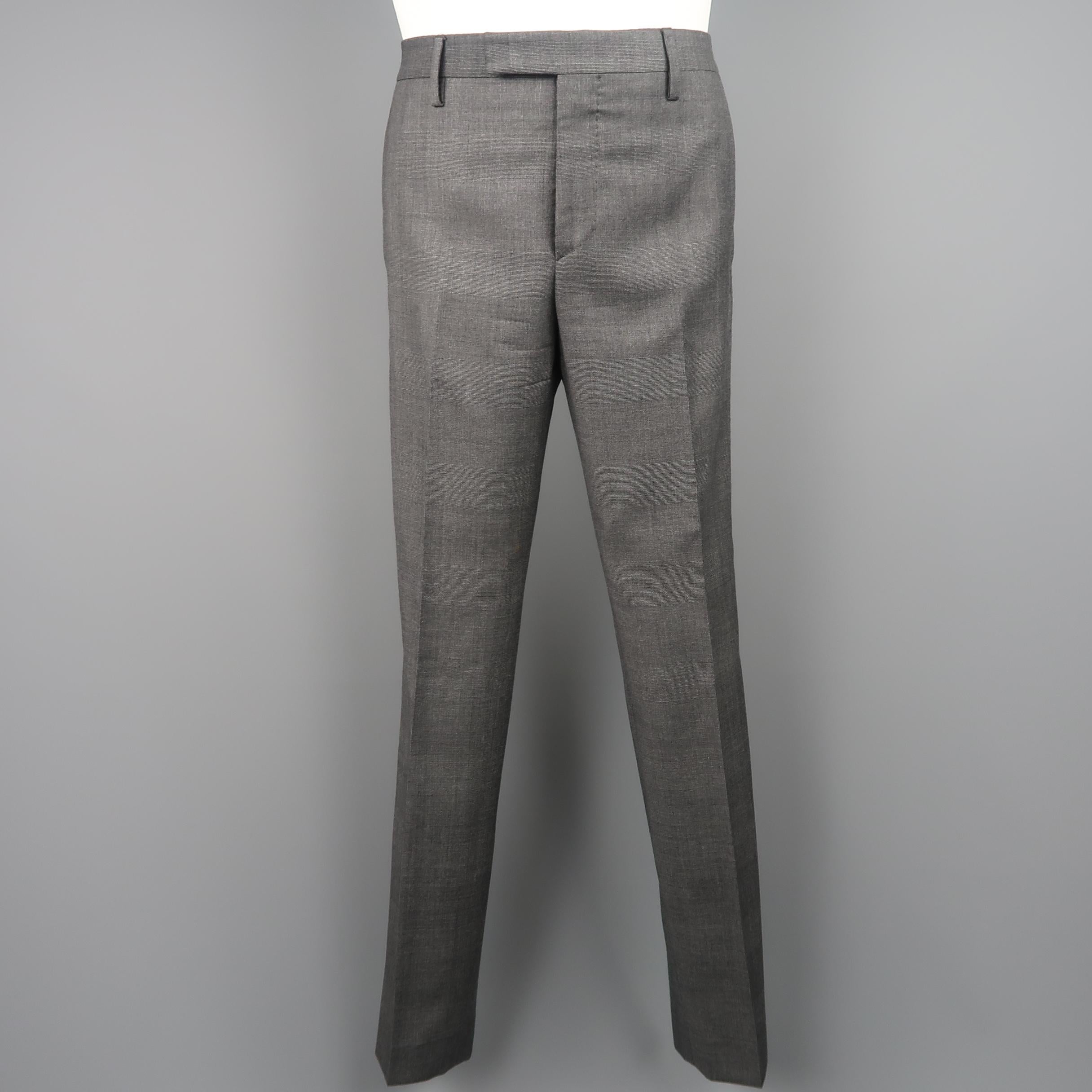 SAINT LAURENT 38 Regular Dark Gray Plaid Wool Notch Lapel Skinny Suit 4