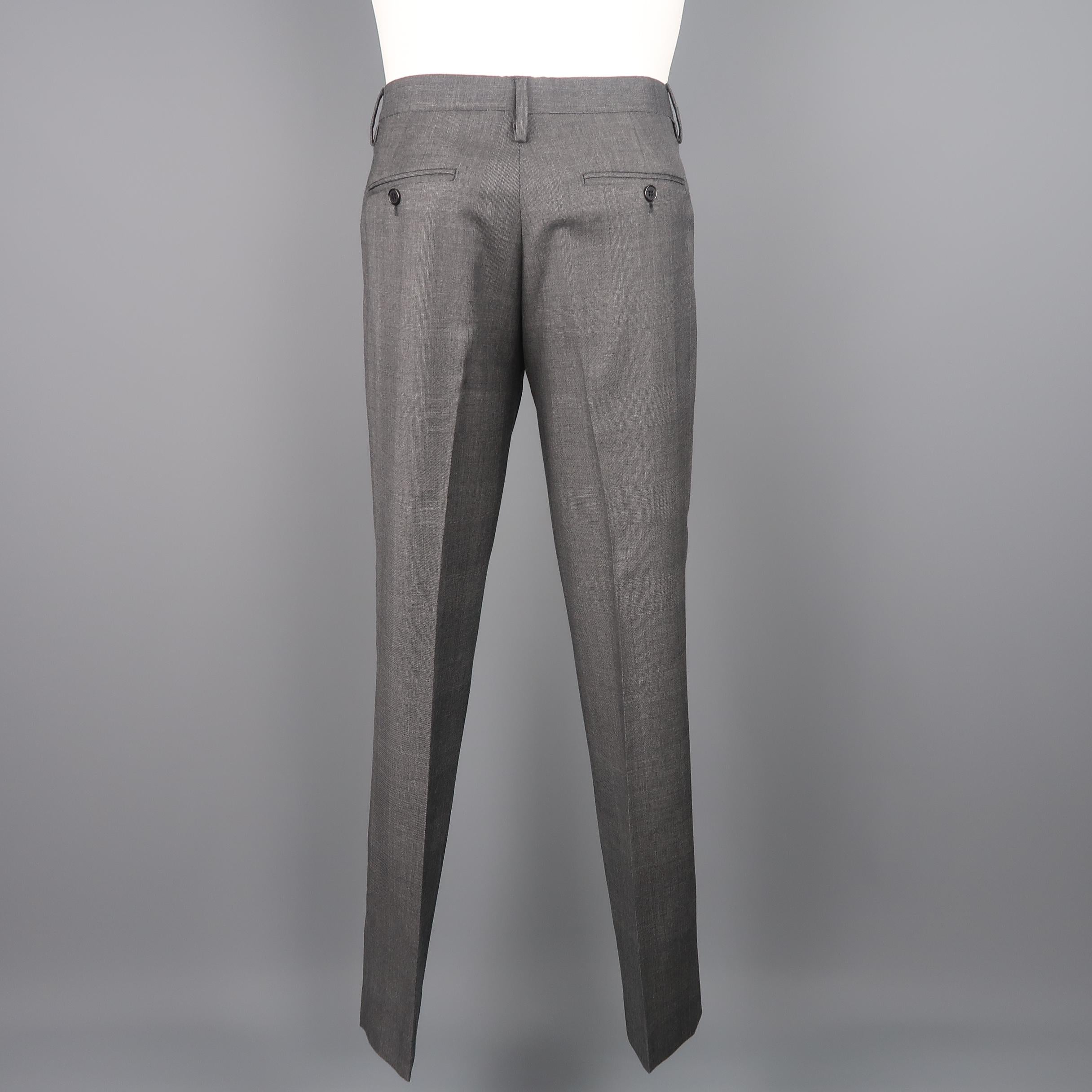 SAINT LAURENT 38 Regular Dark Gray Plaid Wool Notch Lapel Skinny Suit 6