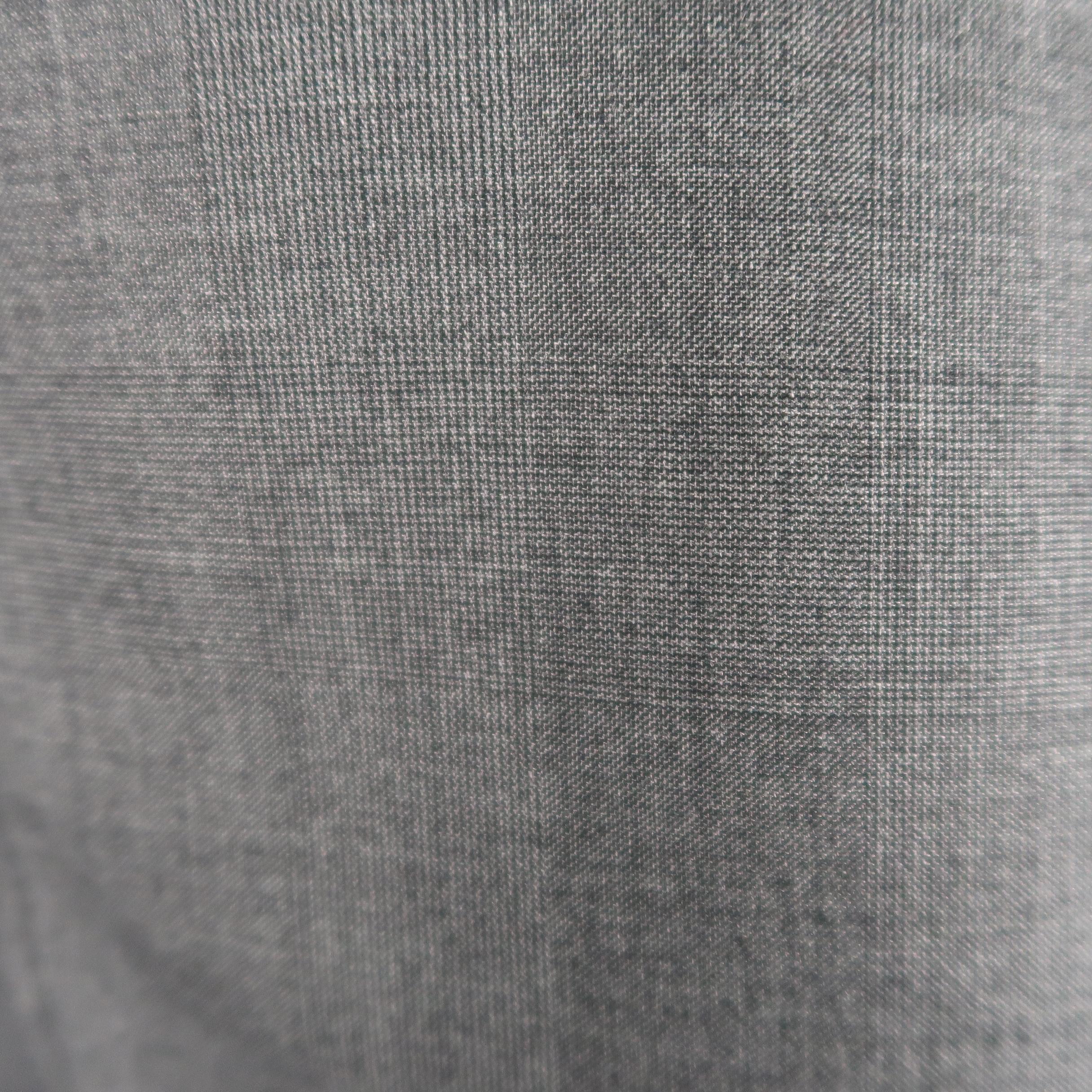 SAINT LAURENT 38 Regular Dark Gray Plaid Wool Notch Lapel Skinny Suit 3