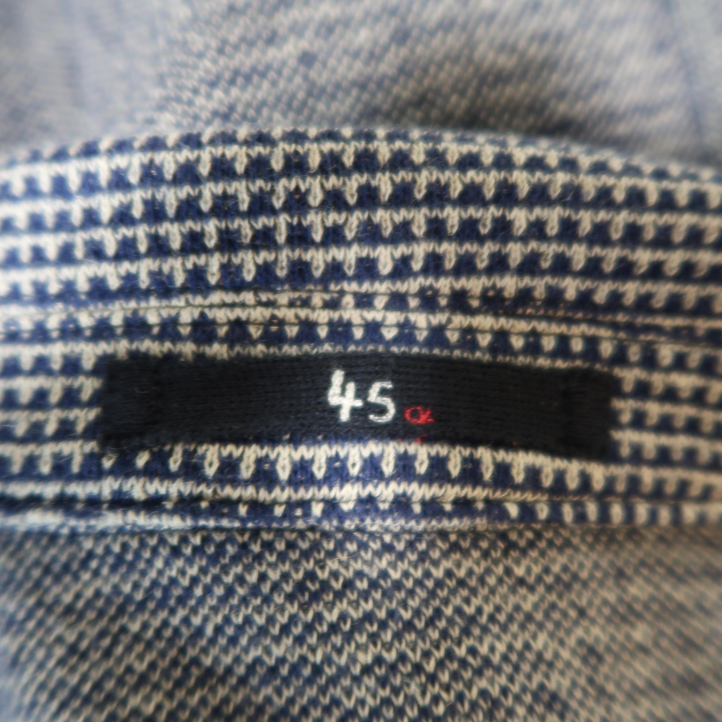 45rpm L Beige & Navy Mixed Houndstooth Cotton / Linen Kit Sport Coat 4