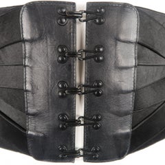 Jean Paul Gaultier Vintage Black Woven Elastic Band Hook Eye Corset Belt