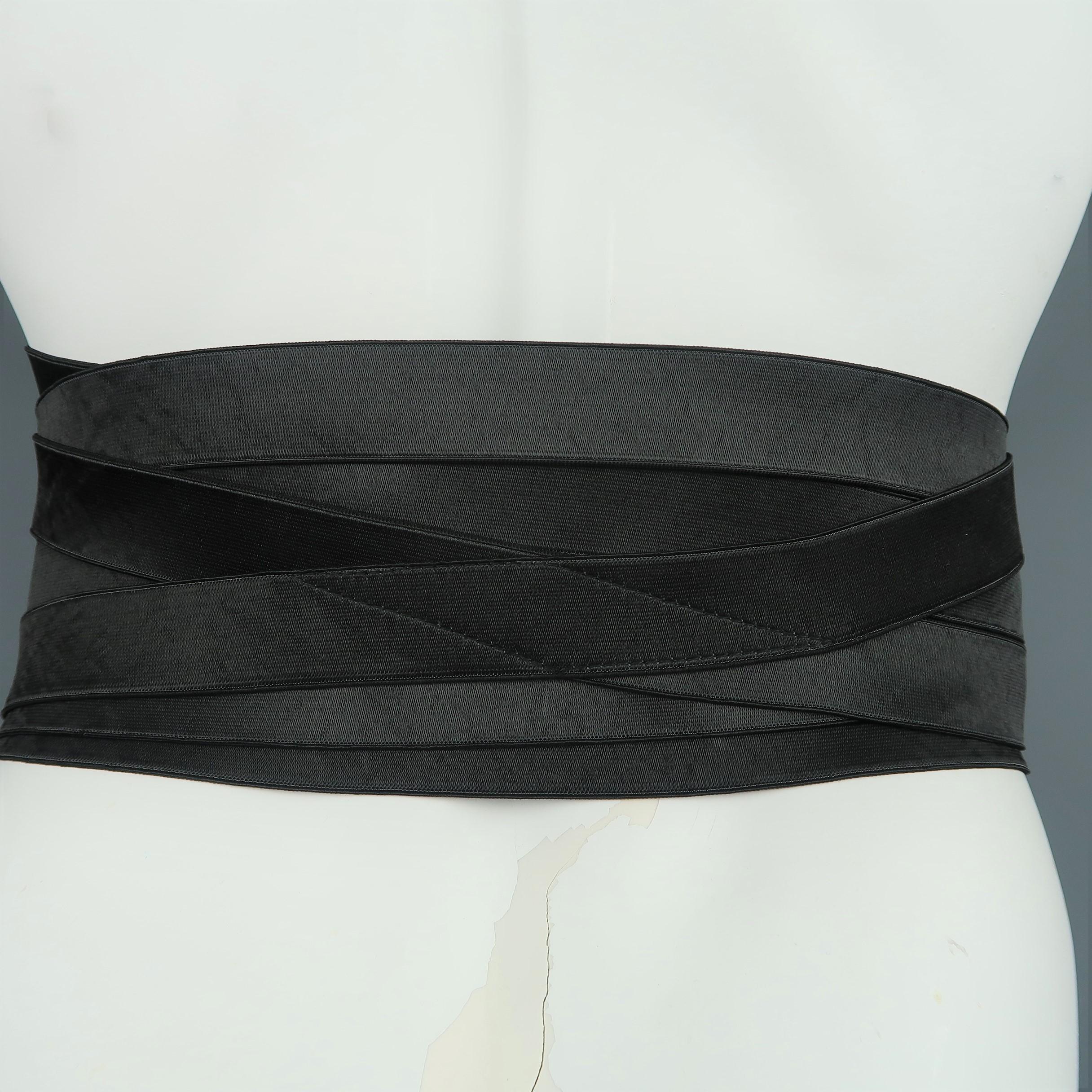 Women's or Men's Jean Paul Gaultier Vintage Black Woven Elastic Band Hook Eye Corset Belt