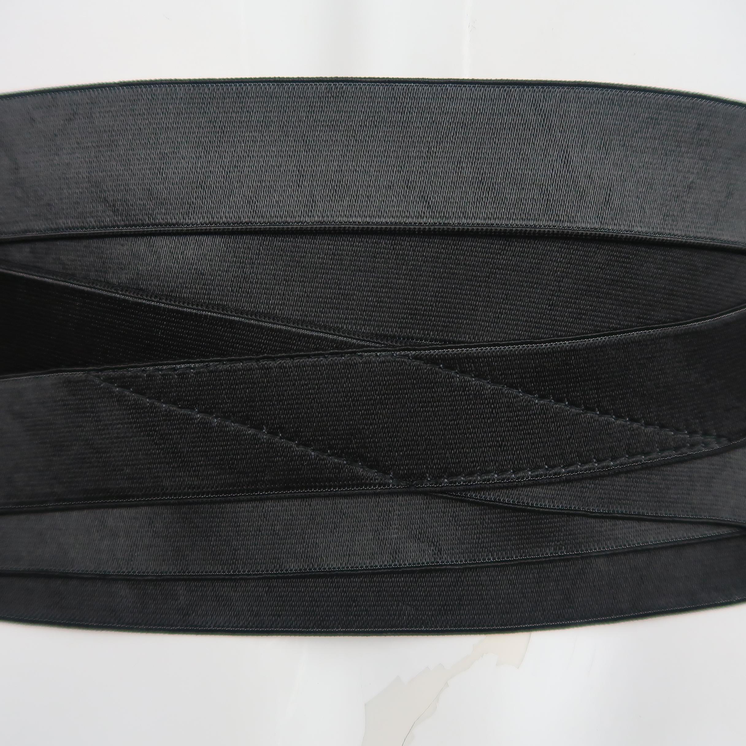 Jean Paul Gaultier Vintage Black Woven Elastic Band Hook Eye Corset Belt 1