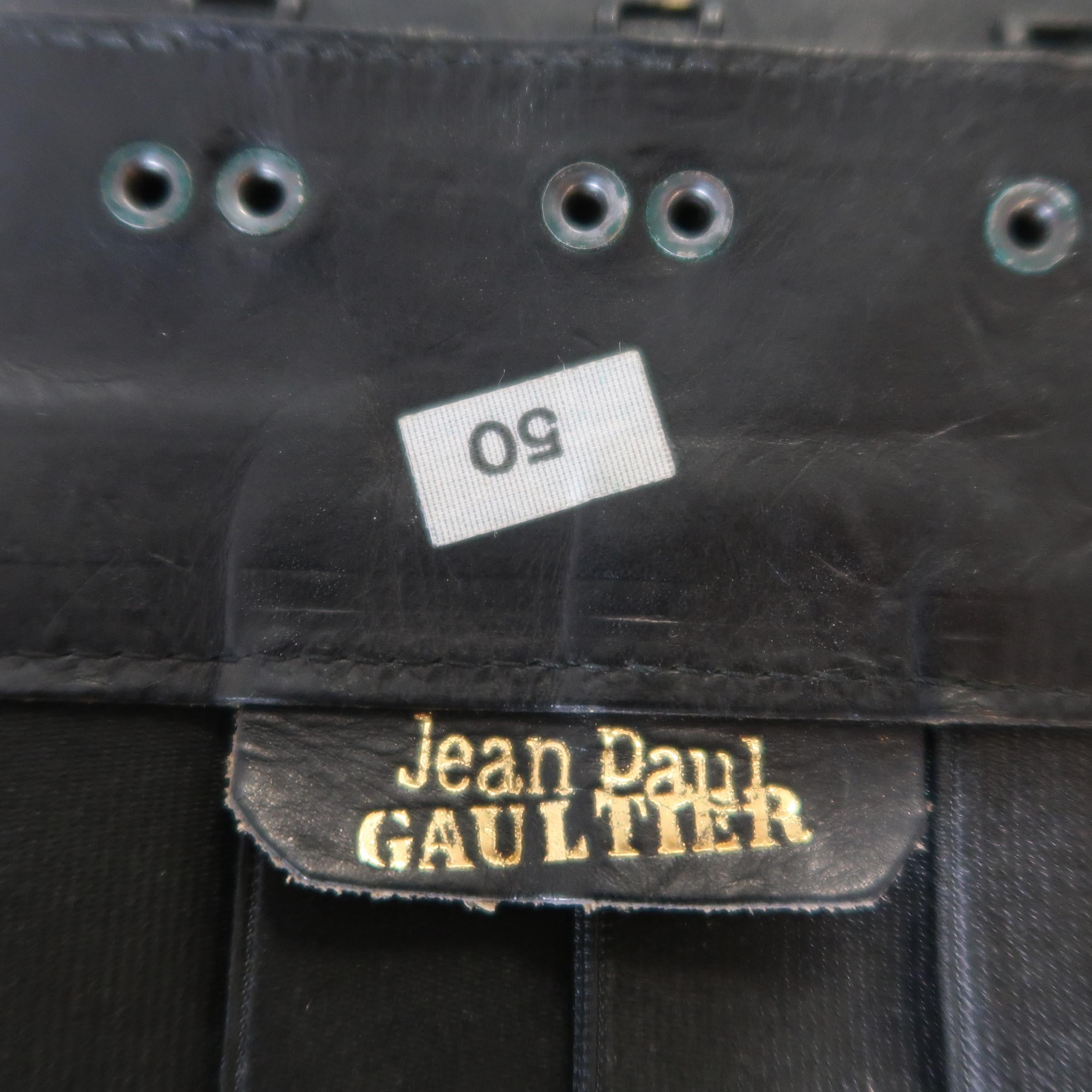 Jean Paul Gaultier Vintage Black Woven Elastic Band Hook Eye Corset Belt 3