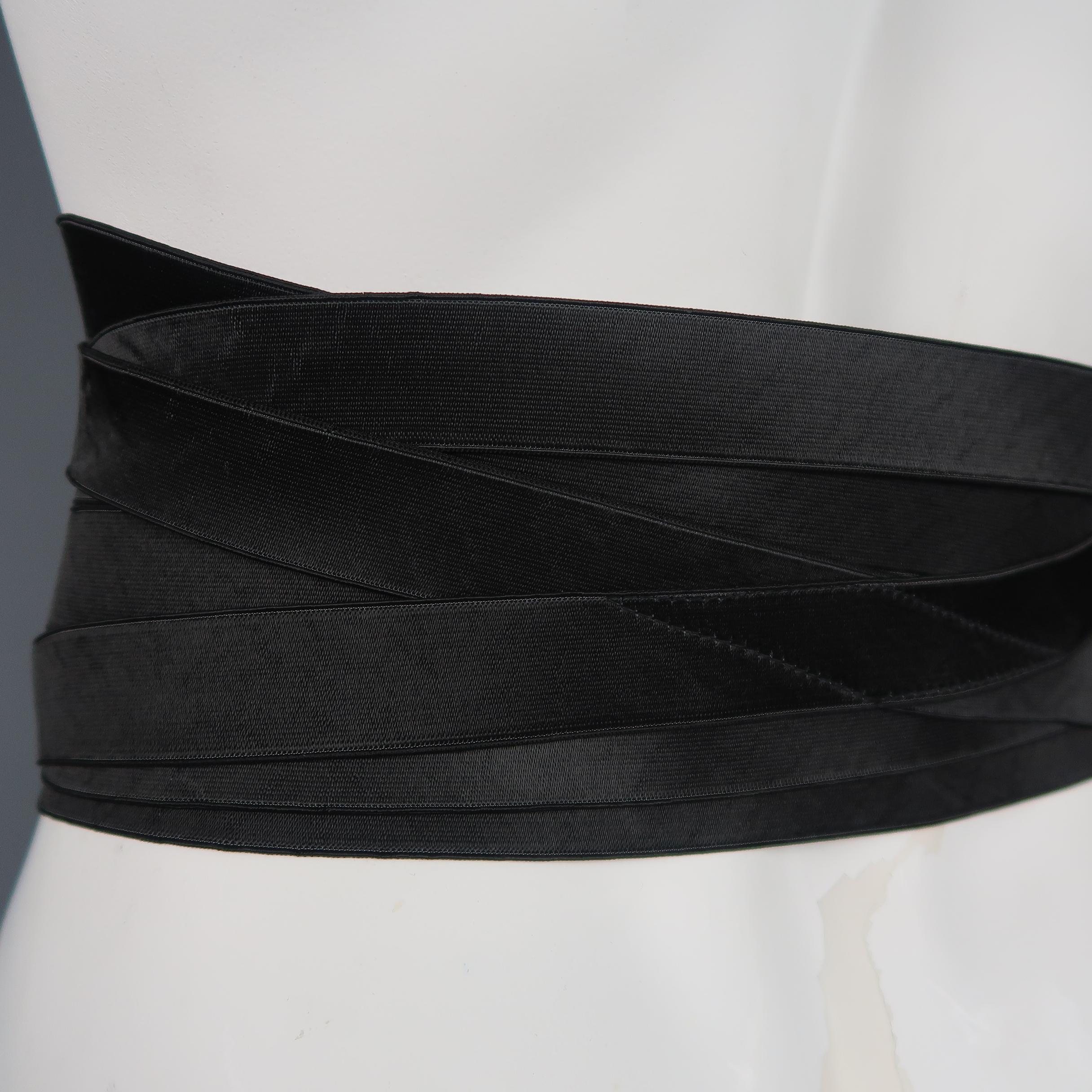 Jean Paul Gaultier Vintage Black Woven Elastic Band Hook Eye Corset Belt 2