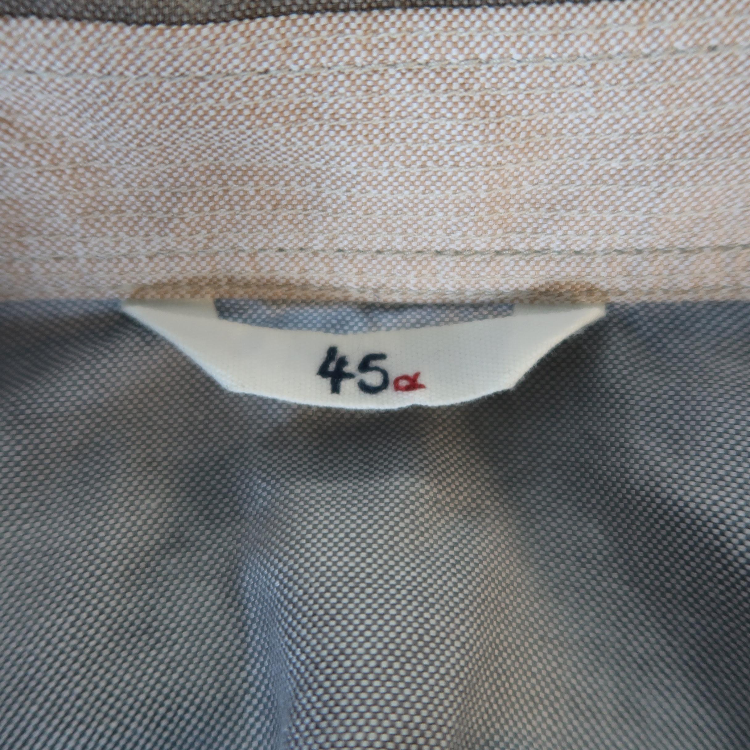 45rpm Size M Blue Gray & Tan Color Block Chambray Long Sleeve Shirt 5