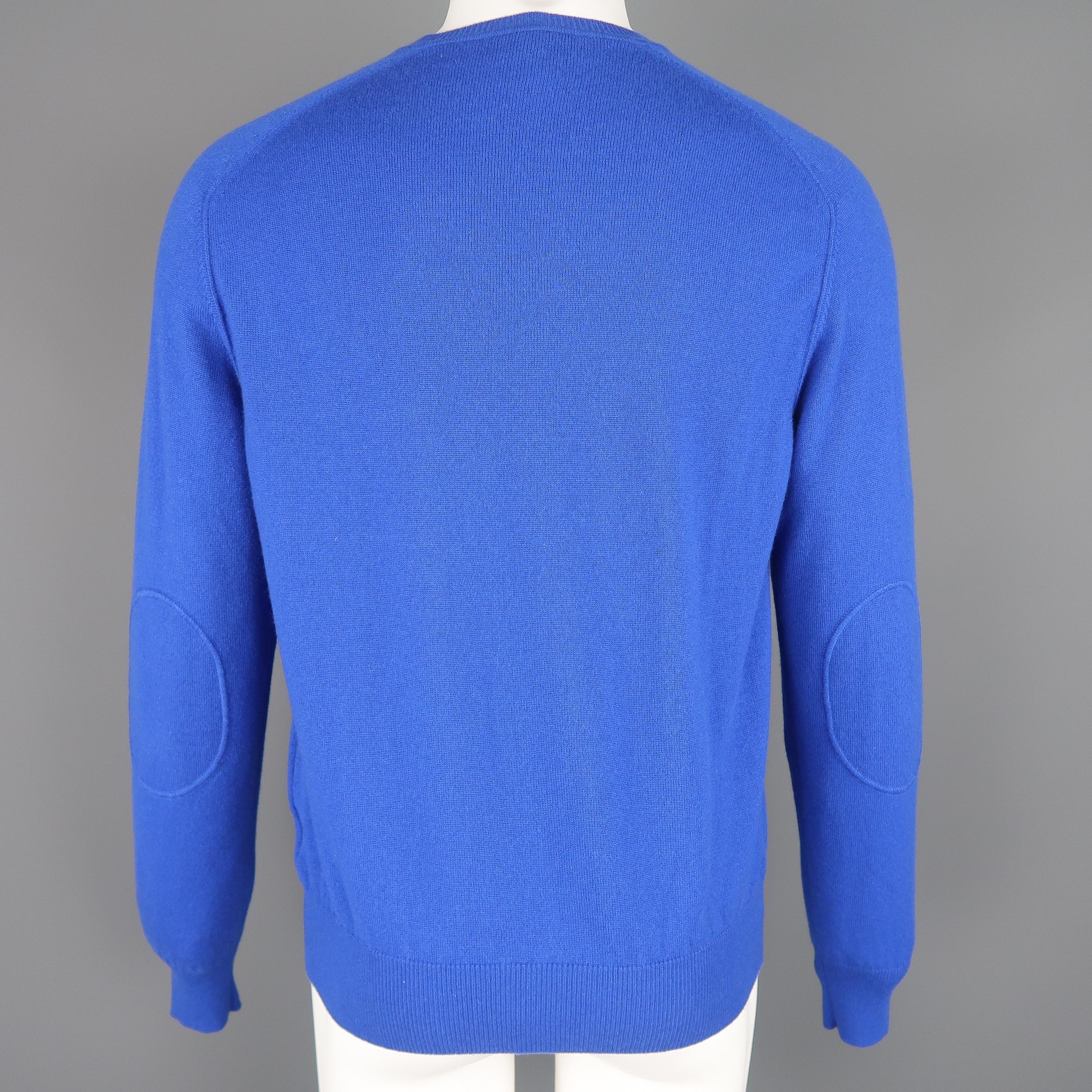 LORO PIANA Size M Royal Blue Solid Cashmere Elbow Pad Pullover In Excellent Condition In San Francisco, CA