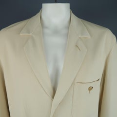 ISSEY MIYAKE 44 Beige 4 Button Notch Lapel Patch Pocket Jacket